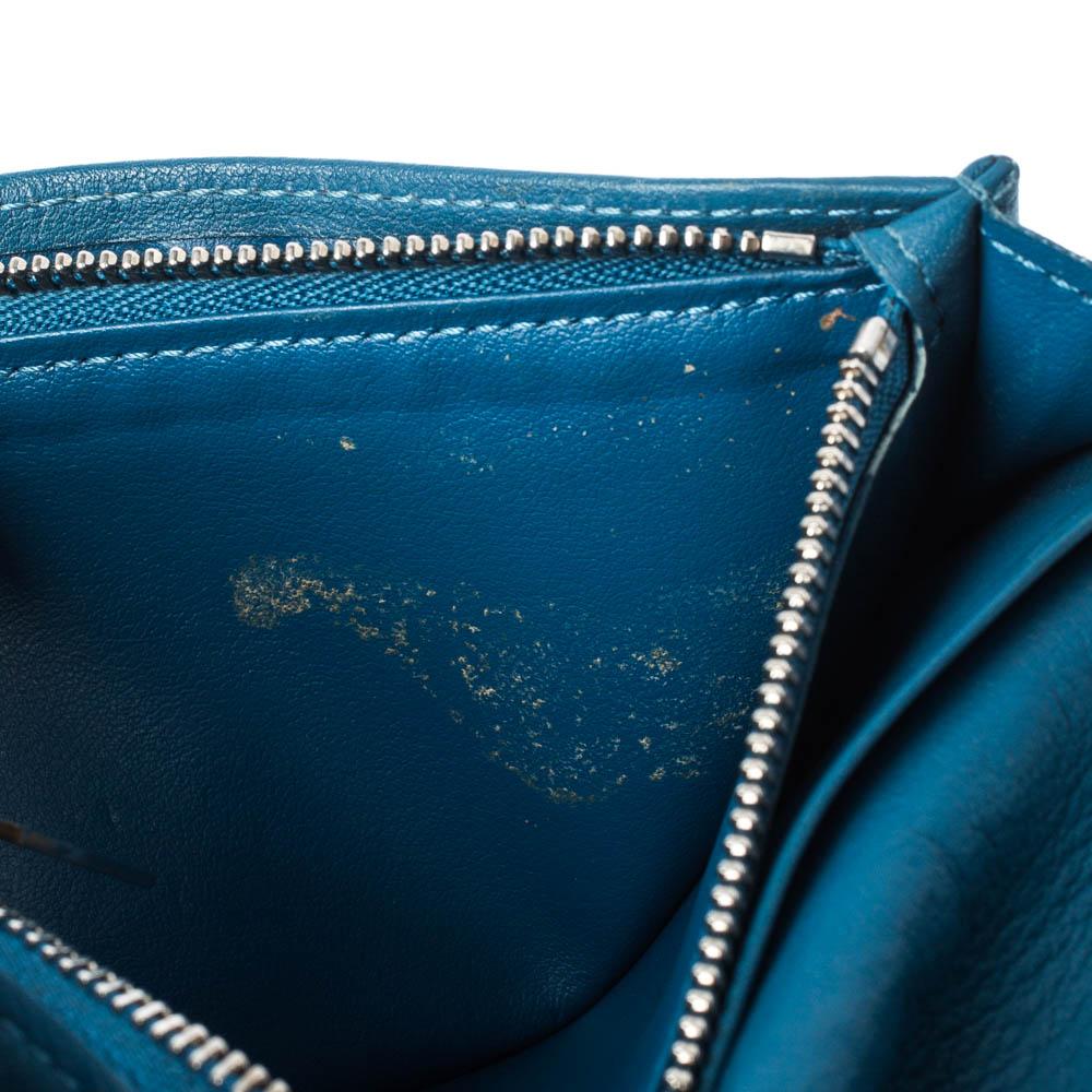 Louis Vuitton Blue Leather Long Wallet For Sale 5