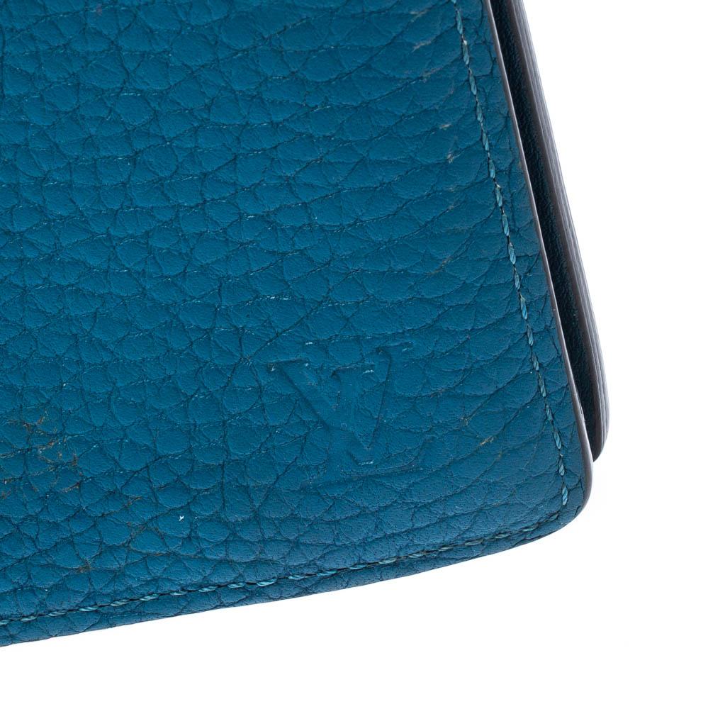 Louis Vuitton - Portefeuille long en cuir bleu en vente 8