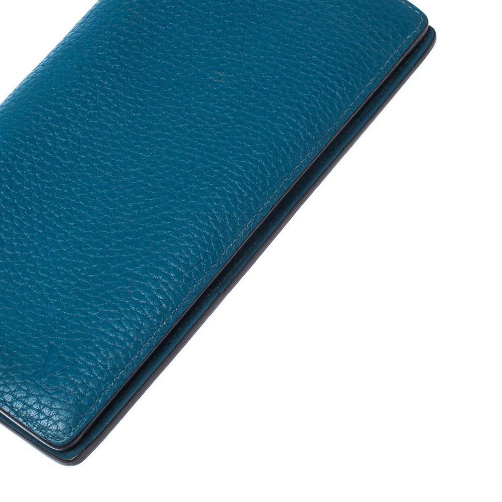Louis Vuitton - Portefeuille long en cuir bleu en vente 4