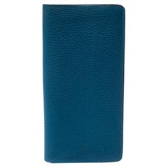 Saint Laurent Paris Blue Leather Marquage Continental Flap Wallet For Sale  at 1stDibs