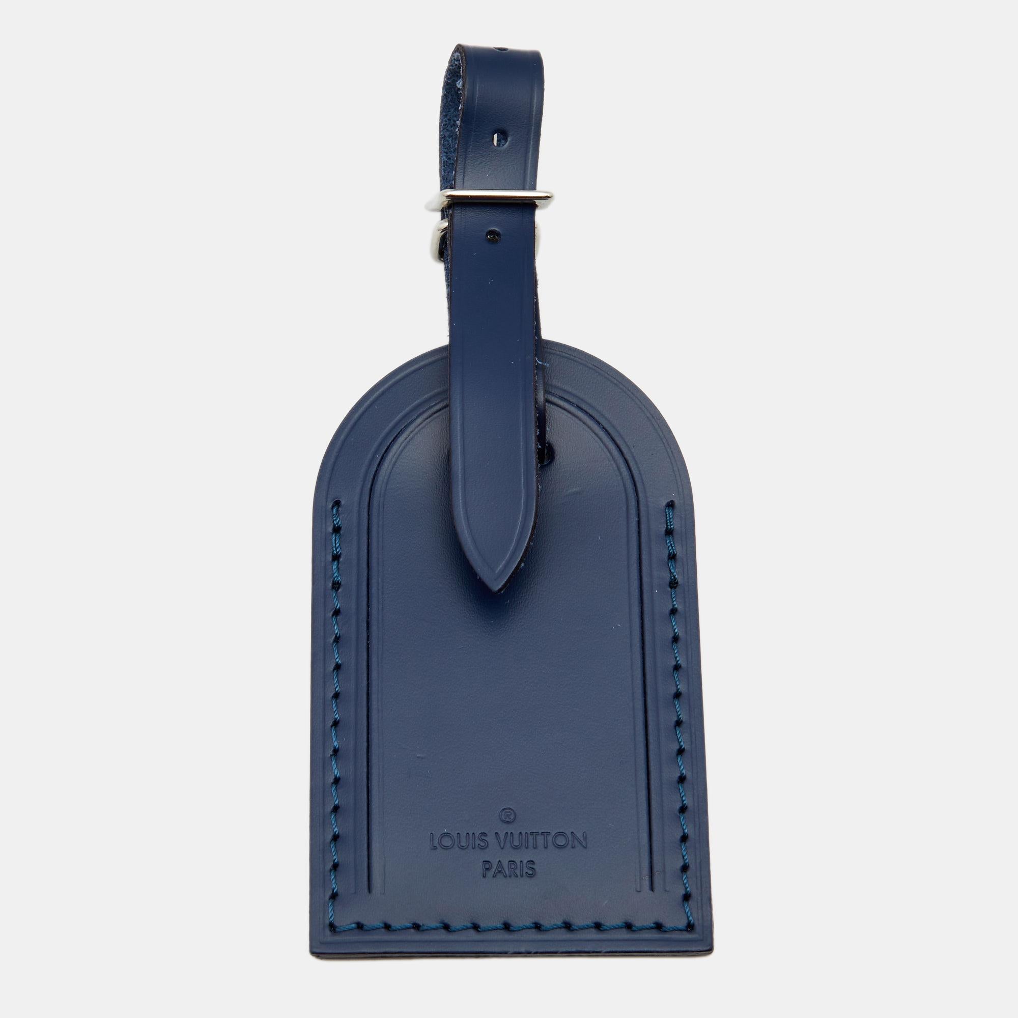 Louis Vuitton Blue Leather Luggage Name Tag In Excellent Condition In Dubai, Al Qouz 2