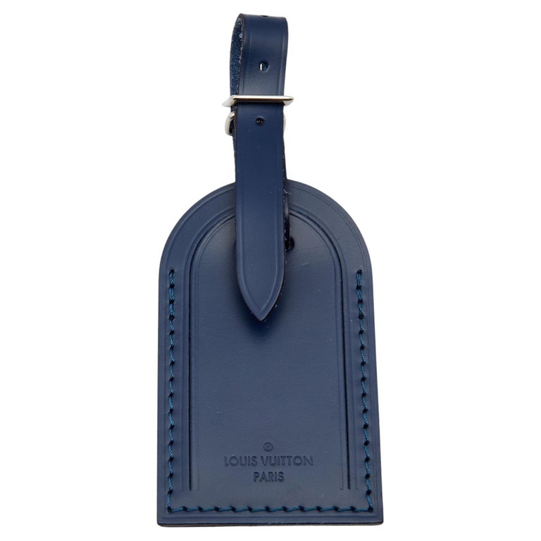Louis Vuitton Blue Leather Luggage Name Tag For Sale