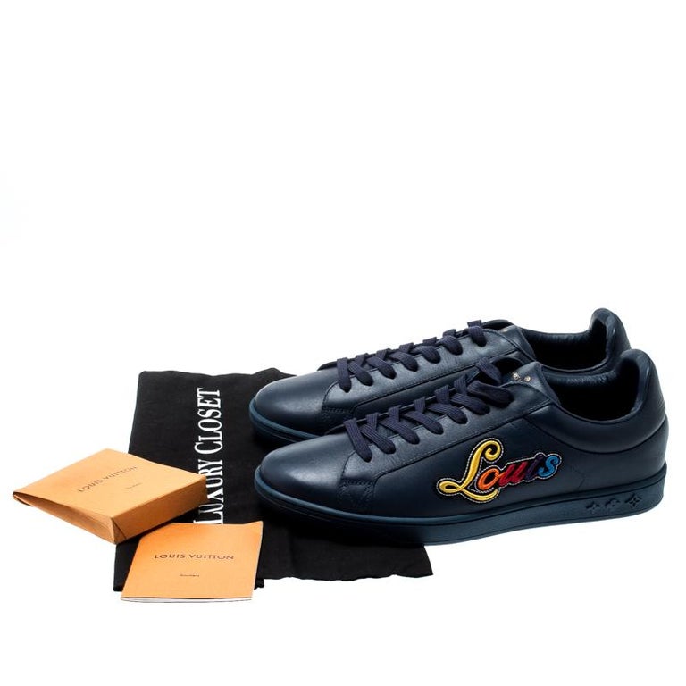 Louis Vuitton Blue Leather Luxembourg Low Top Sneakers Size 42 For Sale at 1stdibs