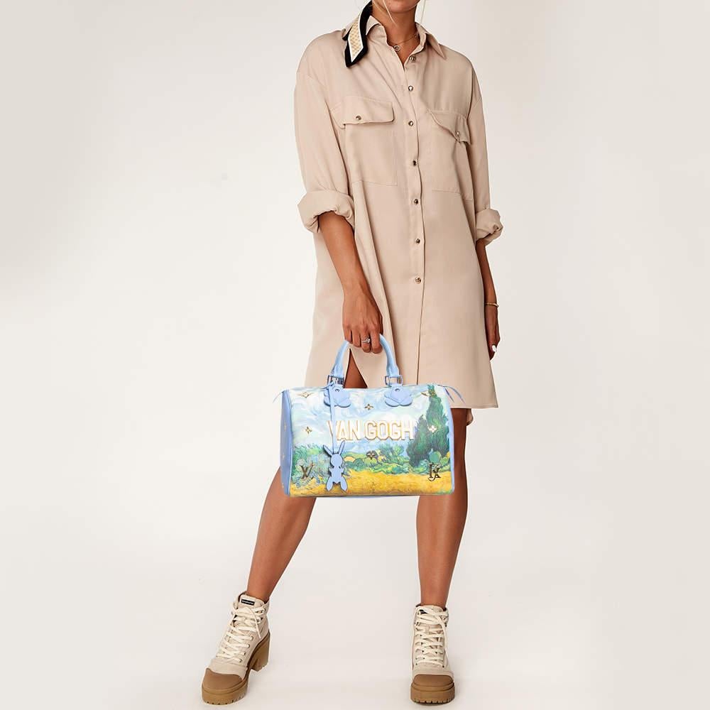 Gray Louis Vuitton Blue Leather Masters Van Gogh Speedy 30 Bag