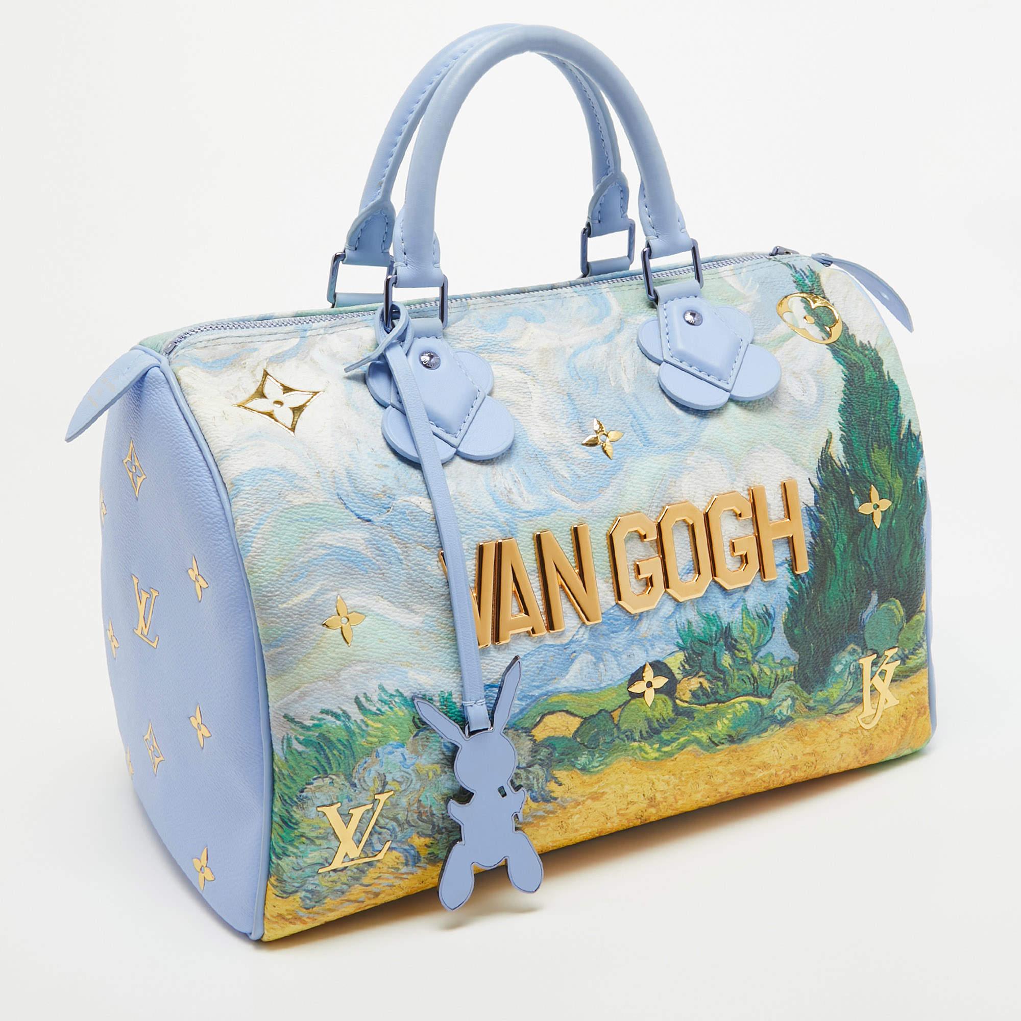 Louis Vuitton Blue Leather Masters Van Gogh Speedy 30 Bag In Good Condition In Dubai, Al Qouz 2