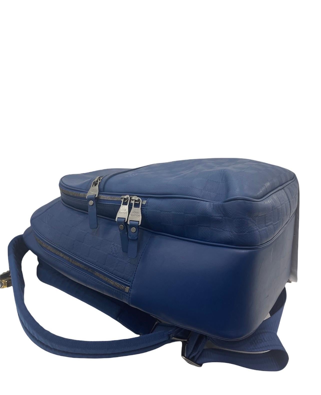 Louis Vuitton Blue Leather Michael BackPack In Excellent Condition In Torre Del Greco, IT