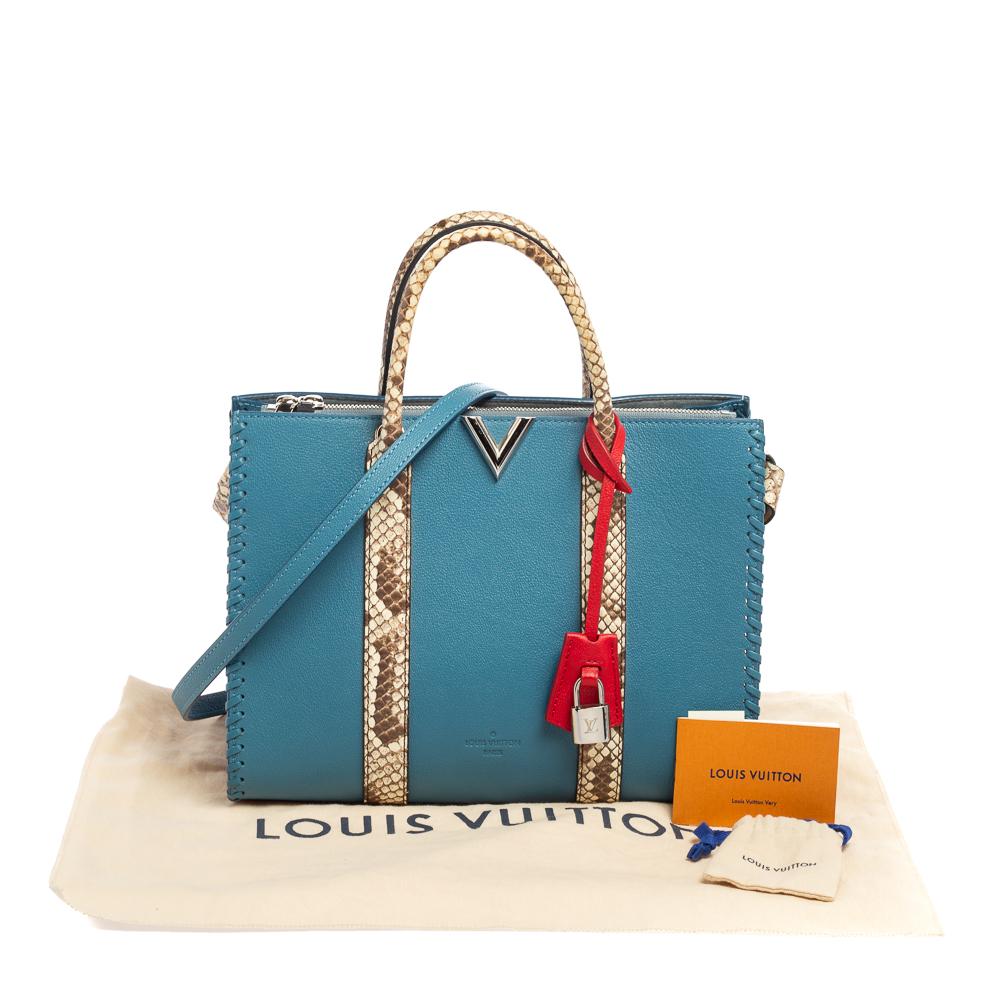 Louis Vuitton Blue Leather Monogram Very Tote MM Bag 1
