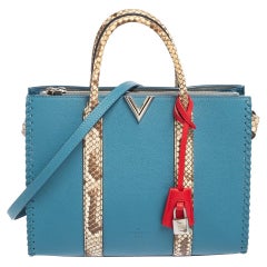 Louis Vuitton Sac en cuir bleu Monogram Very Tote MM