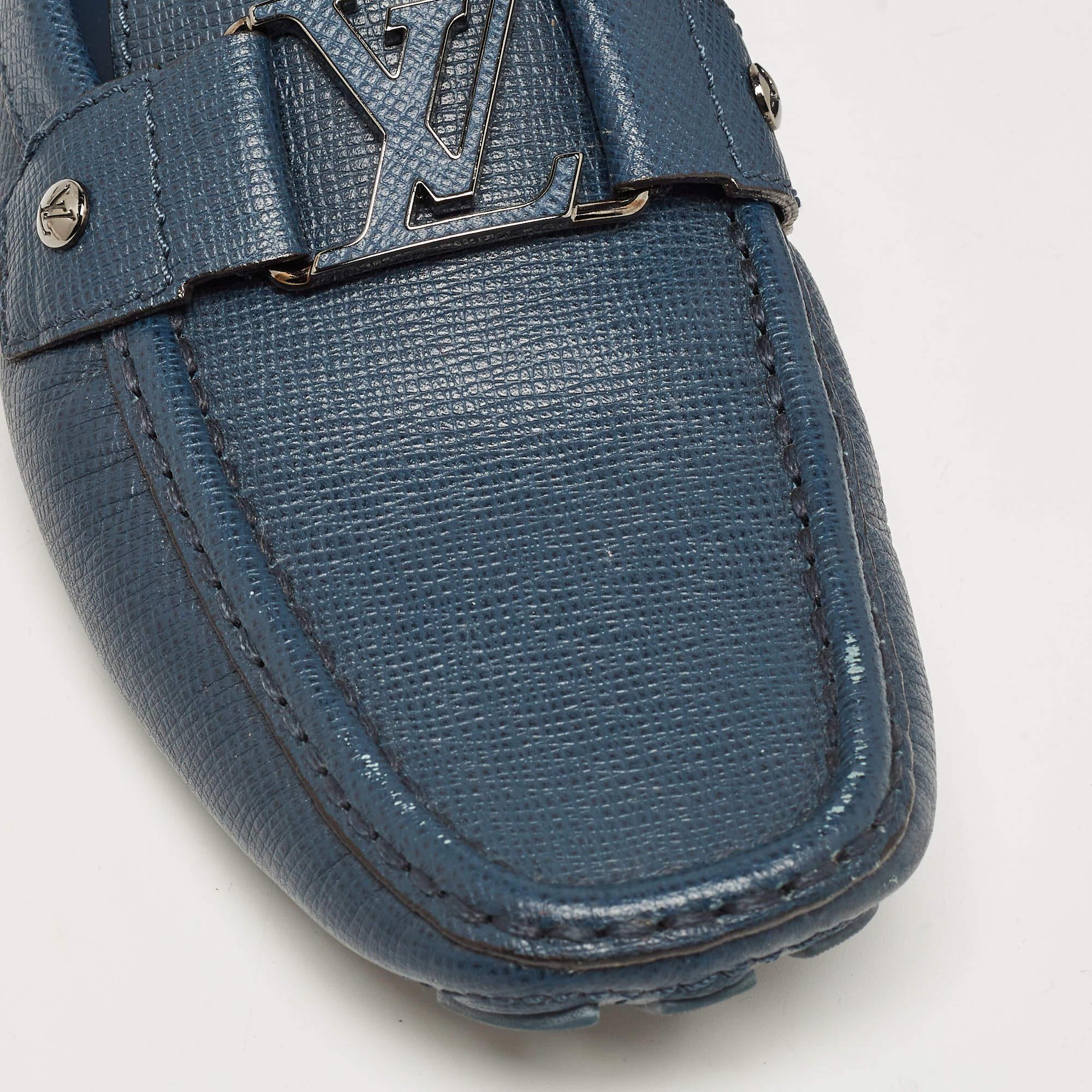 Louis Vuitton Blue Leather Monte Carlo Loafers Size 41 For Sale 3