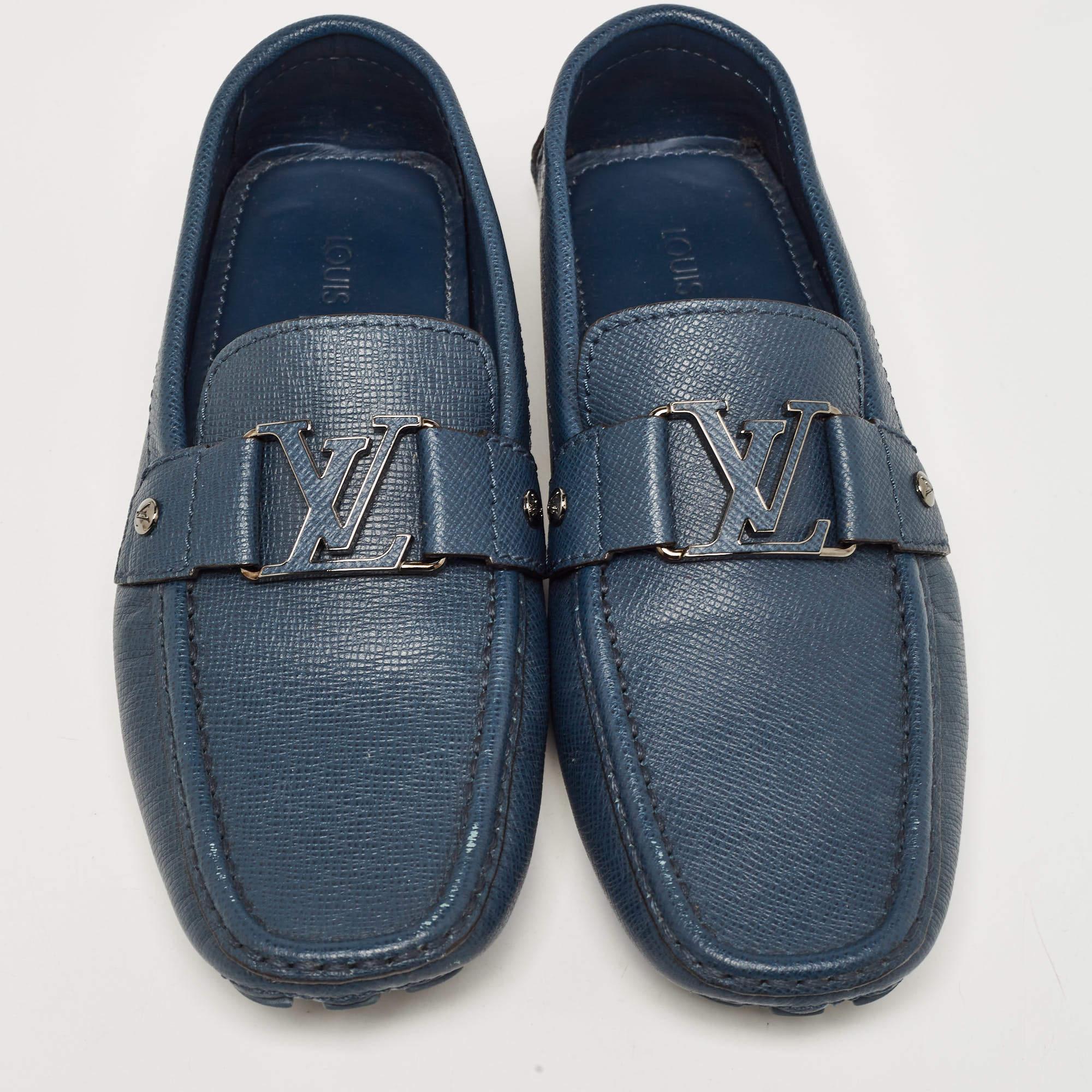 Louis Vuitton Blue Leather Monte Carlo Loafers Size 41 For Sale 4