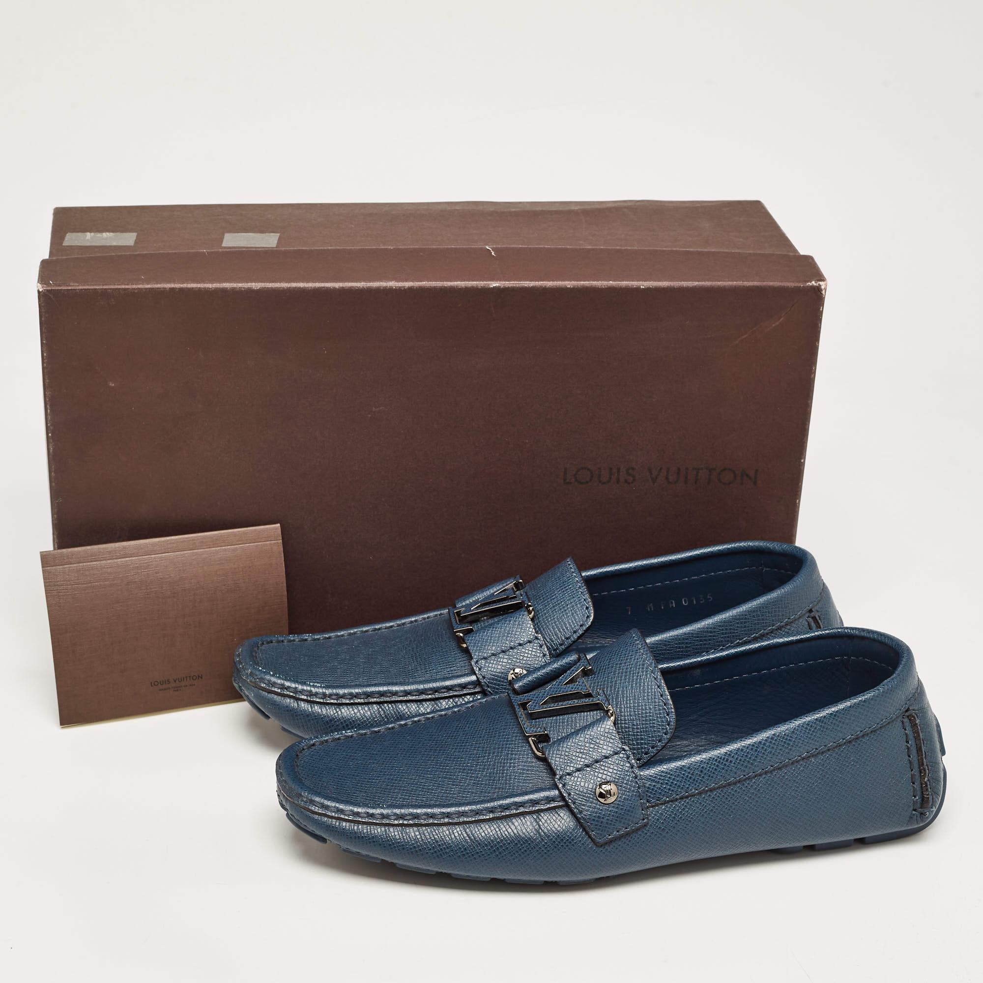 Louis Vuitton Blue Leather Monte Carlo Loafers Size 41 For Sale 5