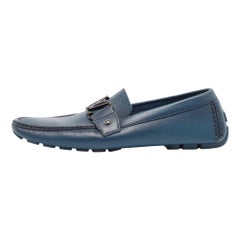 Louis Vuitton Blue Leather Monte Carlo Loafers Size 42