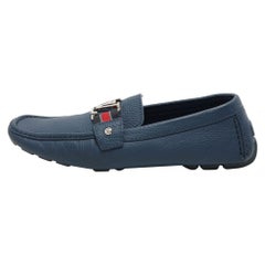 Louis Vuitton Blue Leather Monte Carlo Loafers Size 42.5