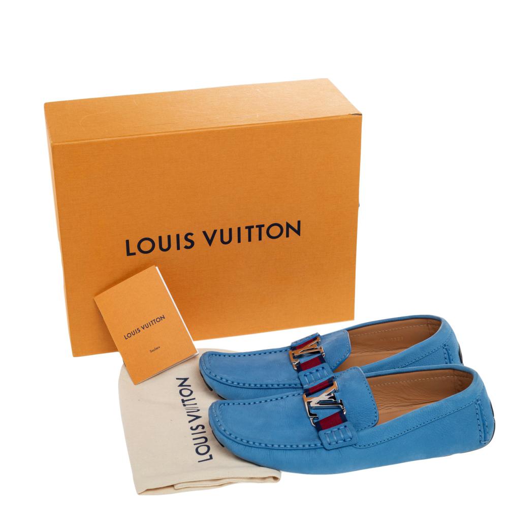 Louis Vuitton Blue Leather Monte Carlo Slip On Loafers Size 42 1