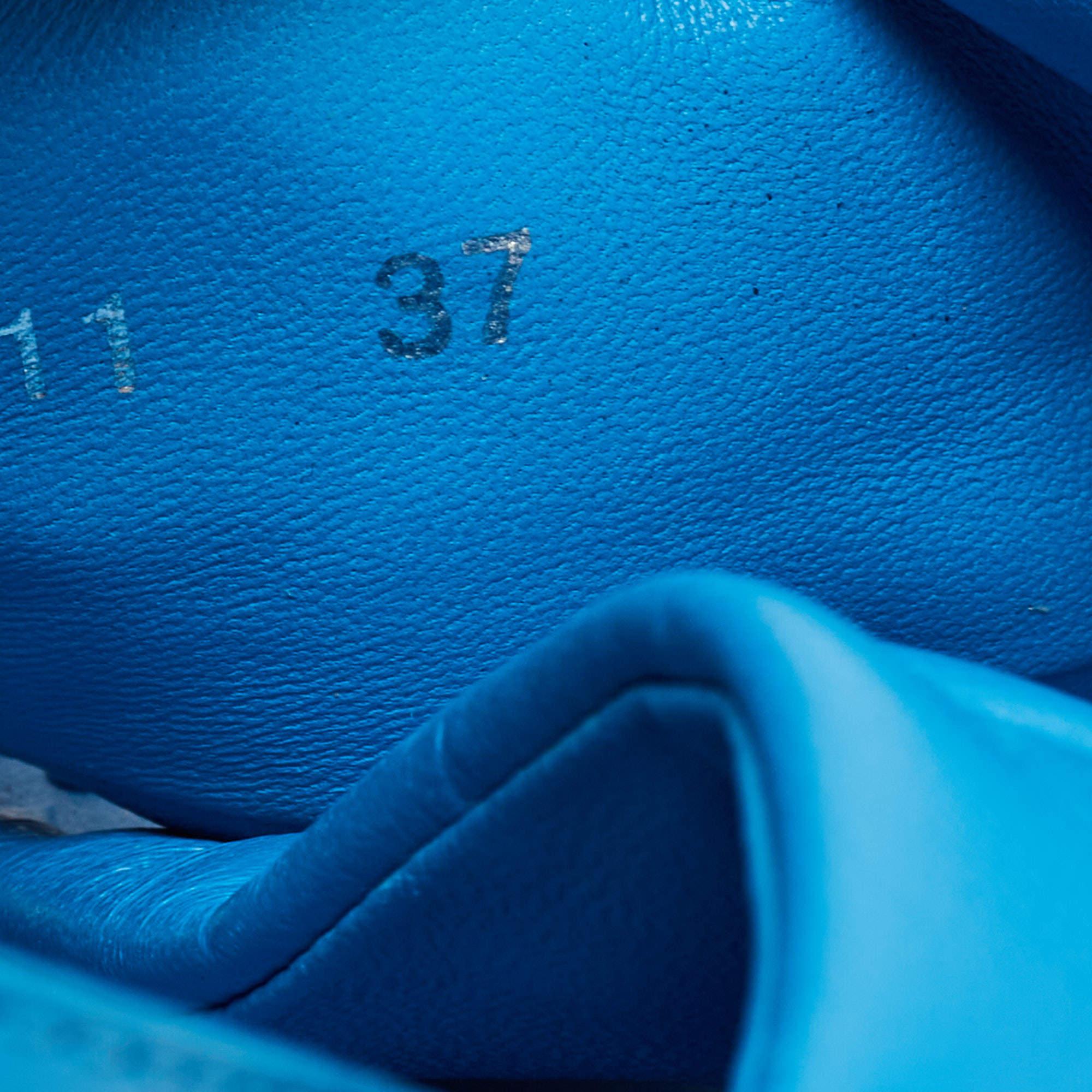 Louis Vuitton Blue Leather Paseo Confort Slingback Sandals Size 37 3