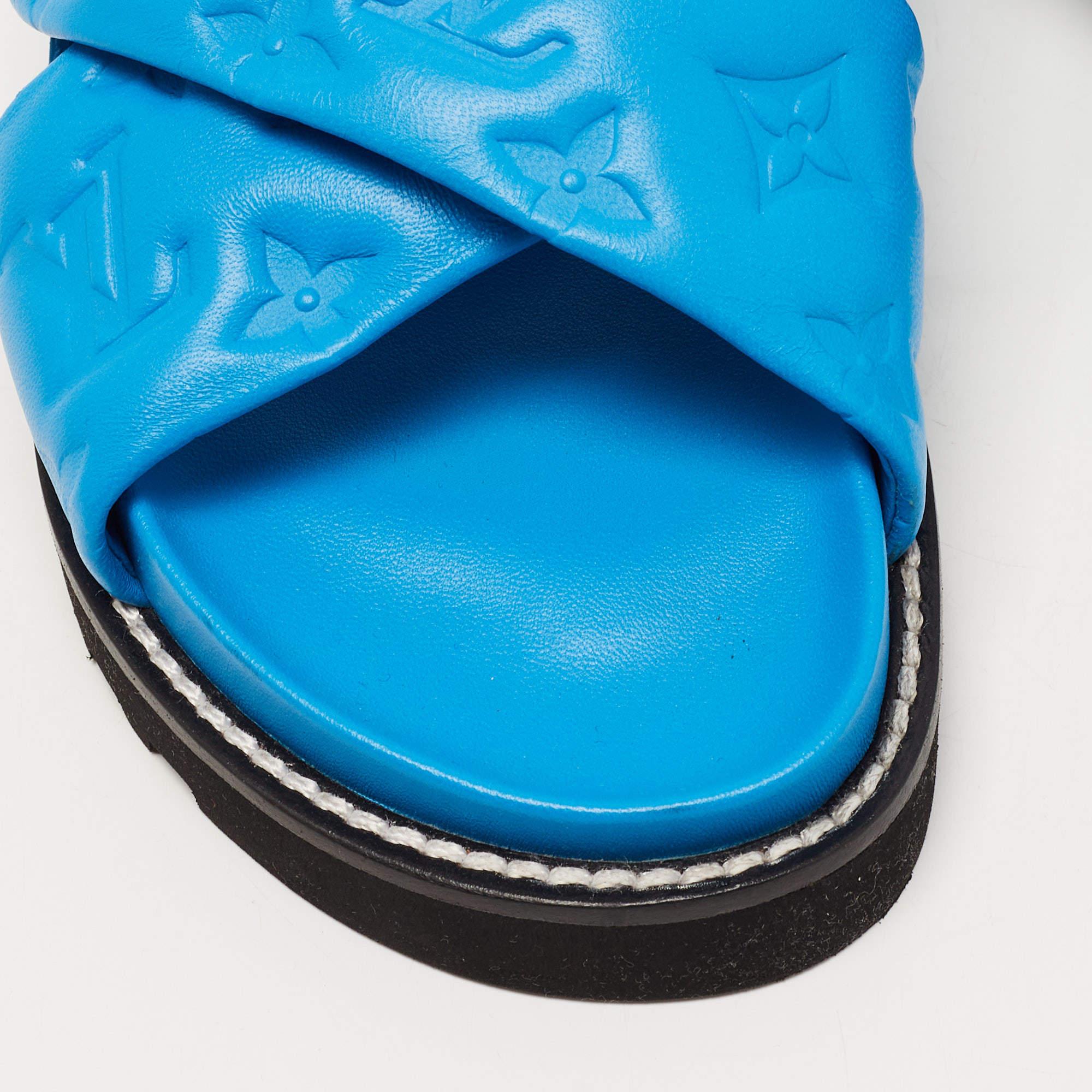 Louis Vuitton Blue Leather Paseo Confort Slingback Sandals Size 37 4