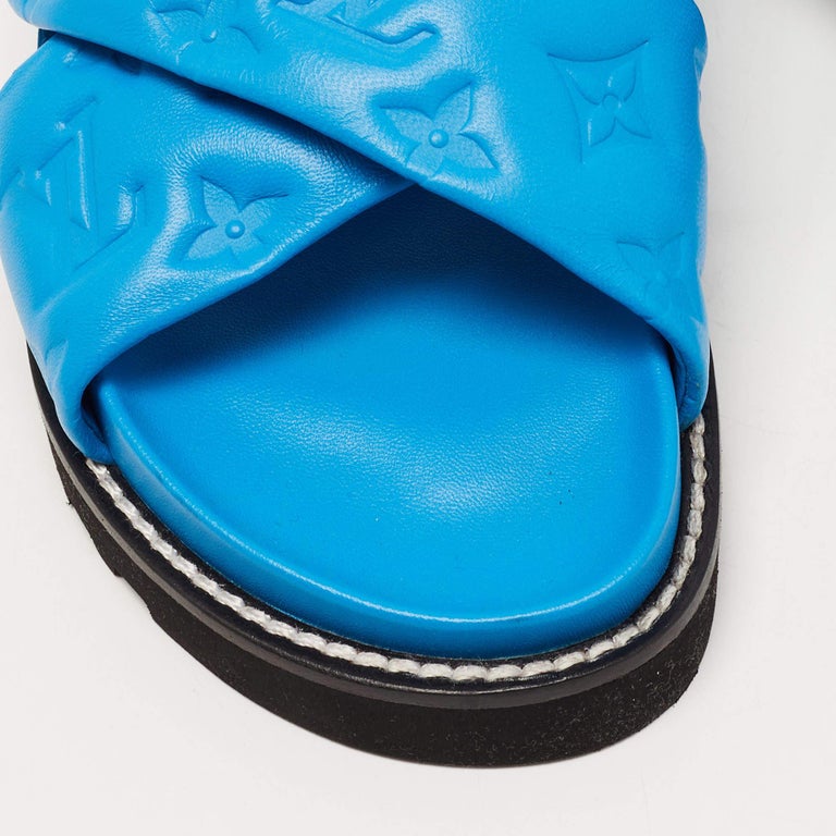 Louis Vuitton Blue Leather Paseo Confort Slingback Sandals Size 37 Louis  Vuitton