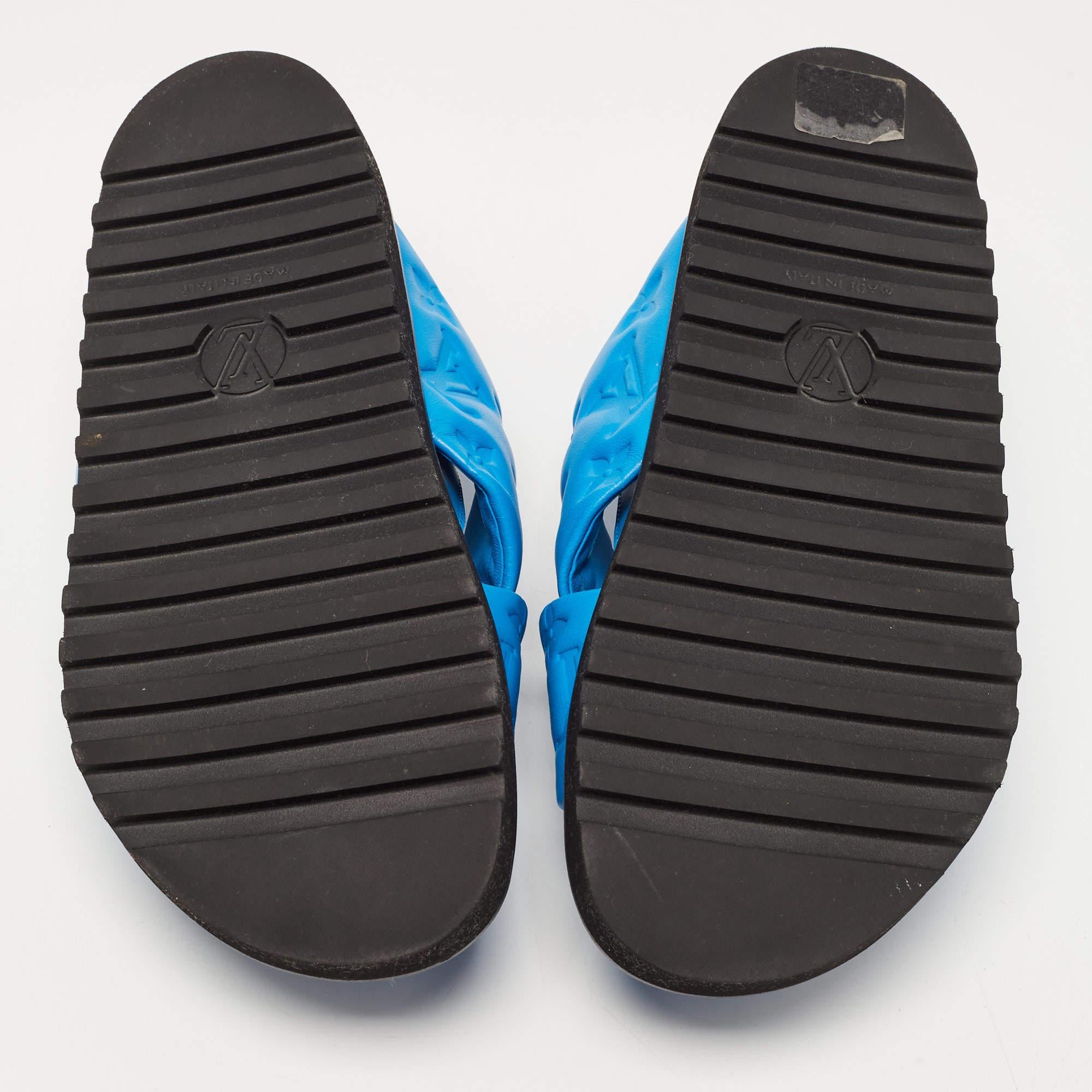Louis Vuitton Blue Leather Paseo Confort Slingback Sandals Size 37 5