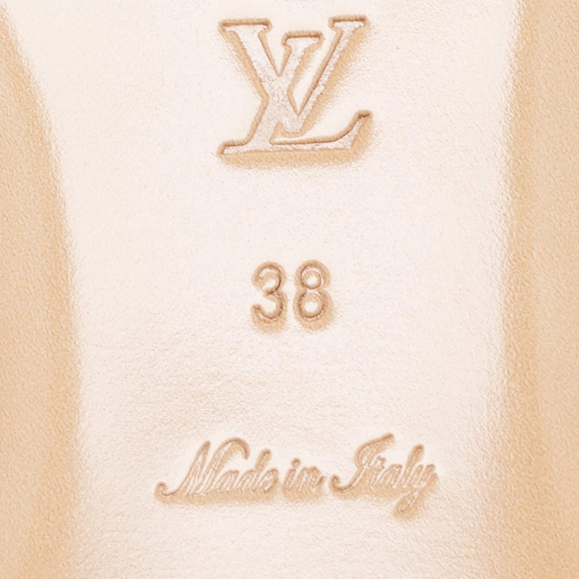 Louis Vuitton Blue Leather Revival Flat Slides Size 38 3