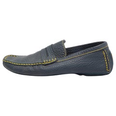 Louis Vuitton Blue Leather Slip On Loafers Size 45