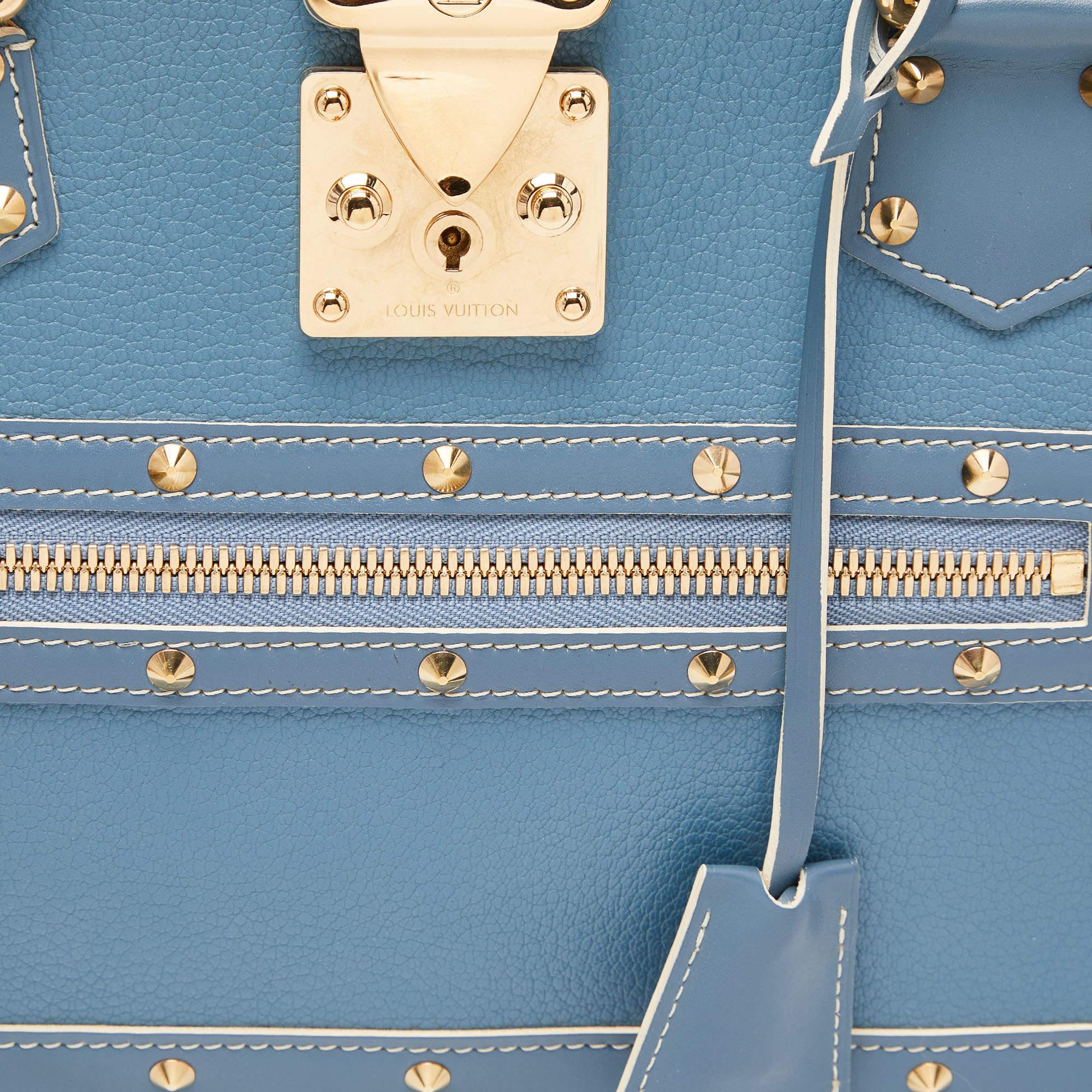 Louis Vuitton Blue Leather Suhali Le Fabuleux Bag For Sale 7
