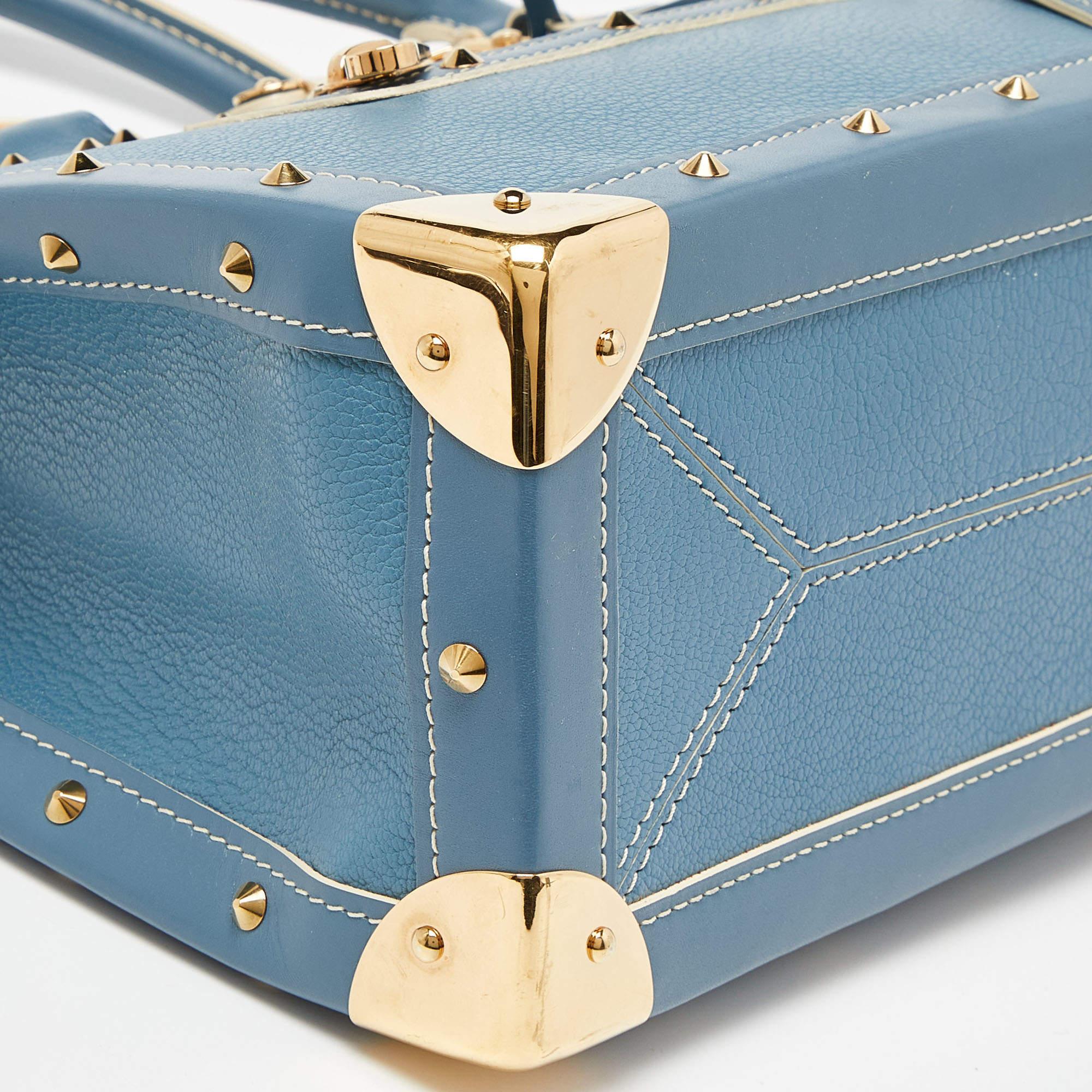 Louis Vuitton Blue Leather Suhali Le Fabuleux Bag For Sale 8