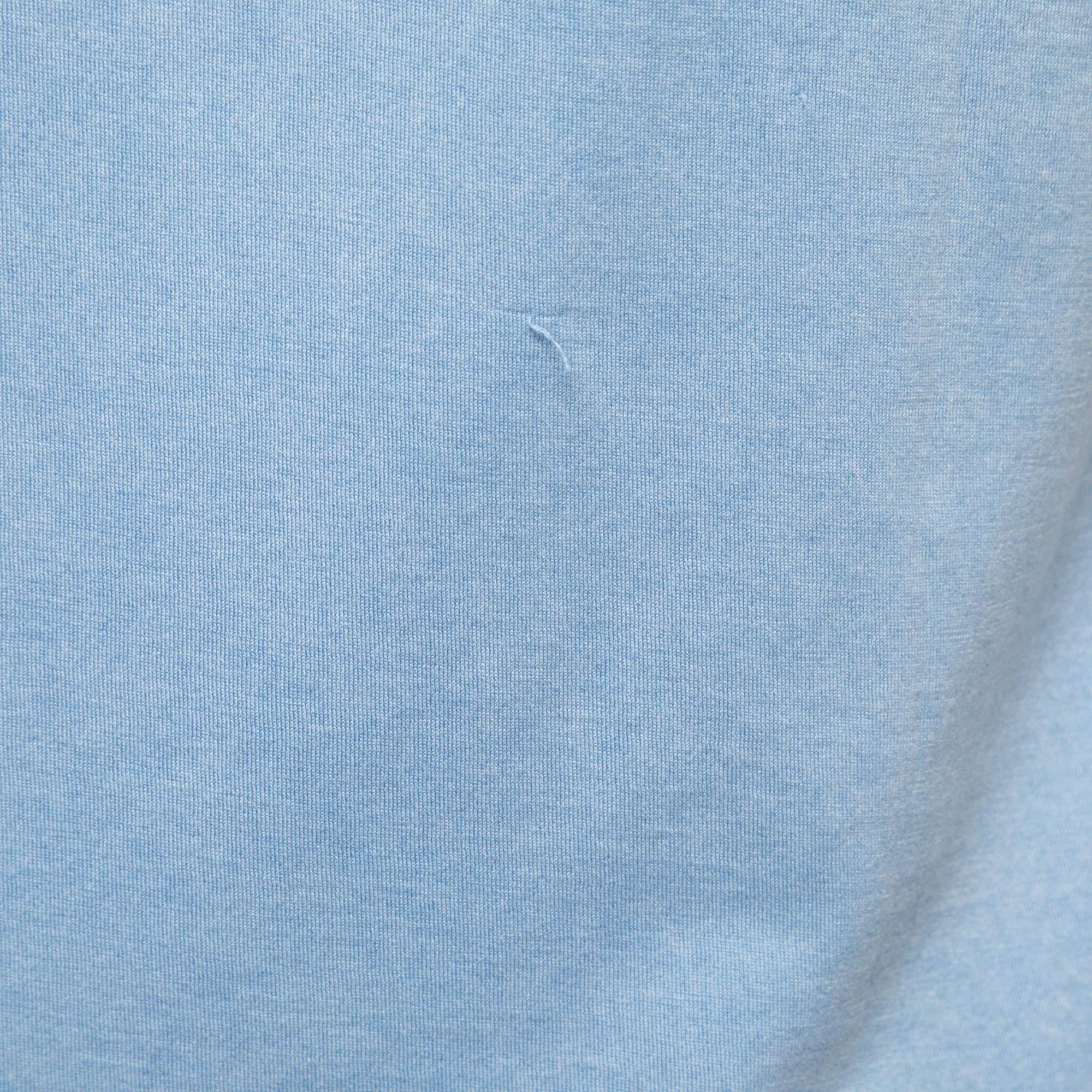 Louis Vuitton Blue Logo Printed Cotton Knit t-Shirt S For Sale 4