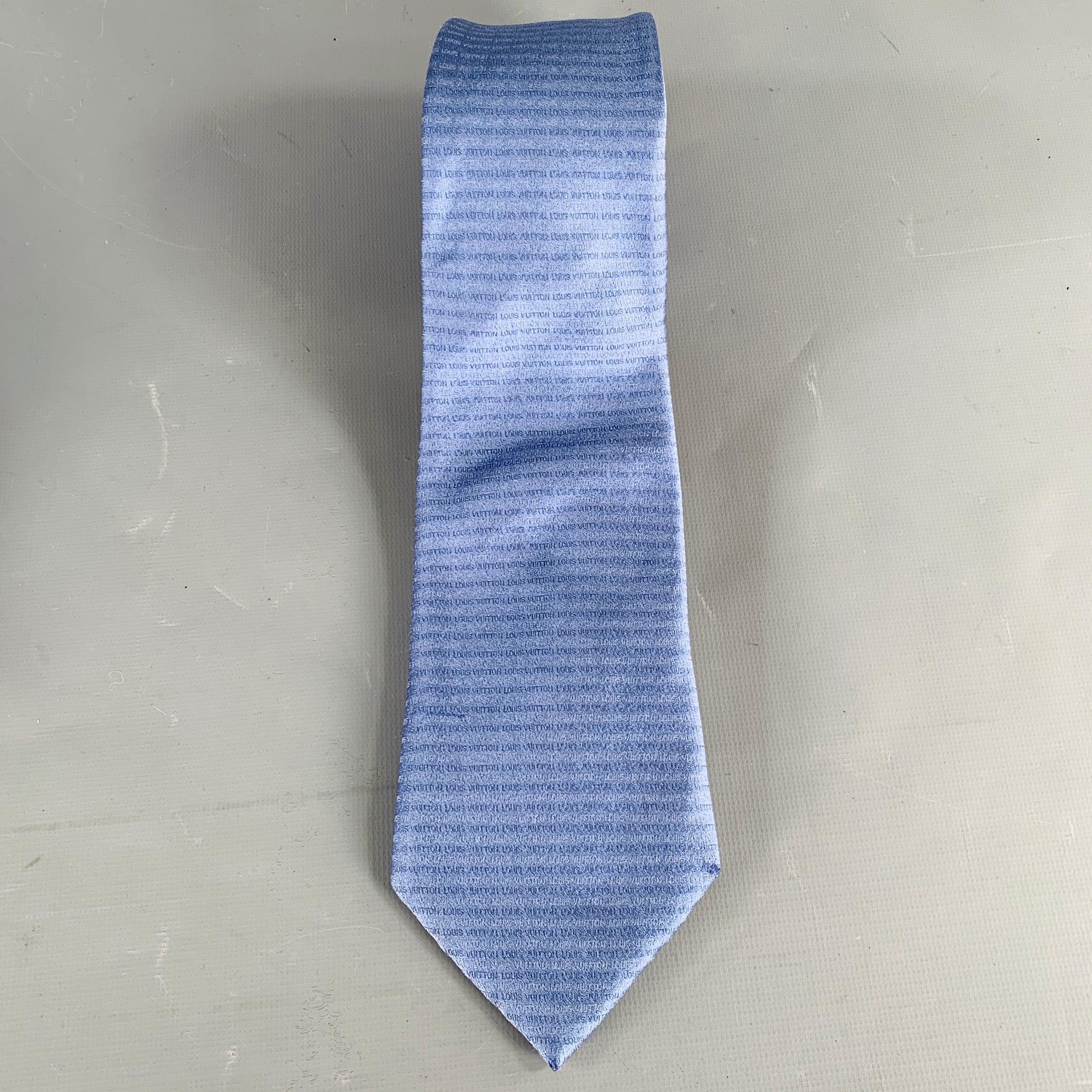 LOUIS VUITTON Blue Logo Silk Tie In Good Condition For Sale In San Francisco, CA