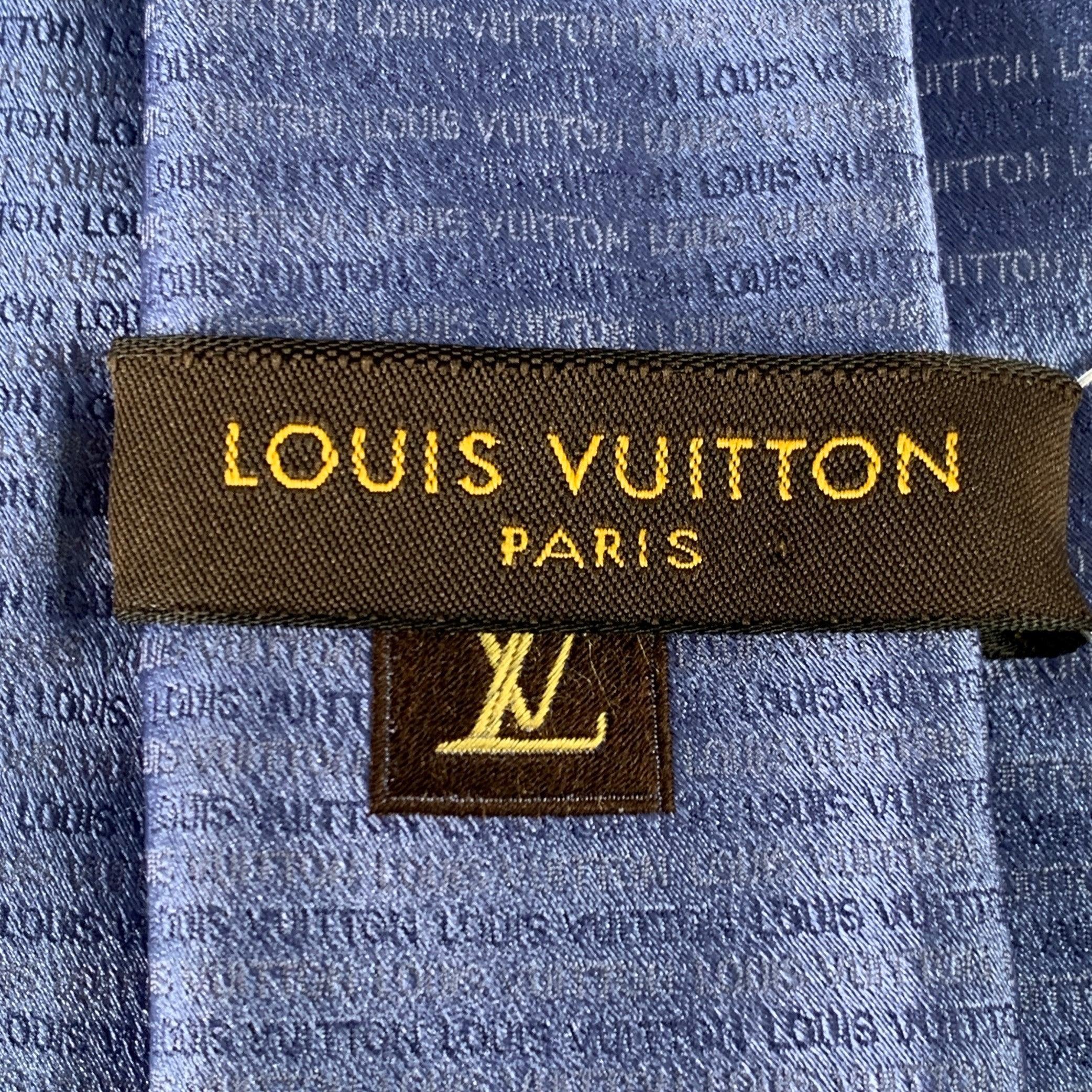 Men's LOUIS VUITTON Blue Logo Silk Tie For Sale