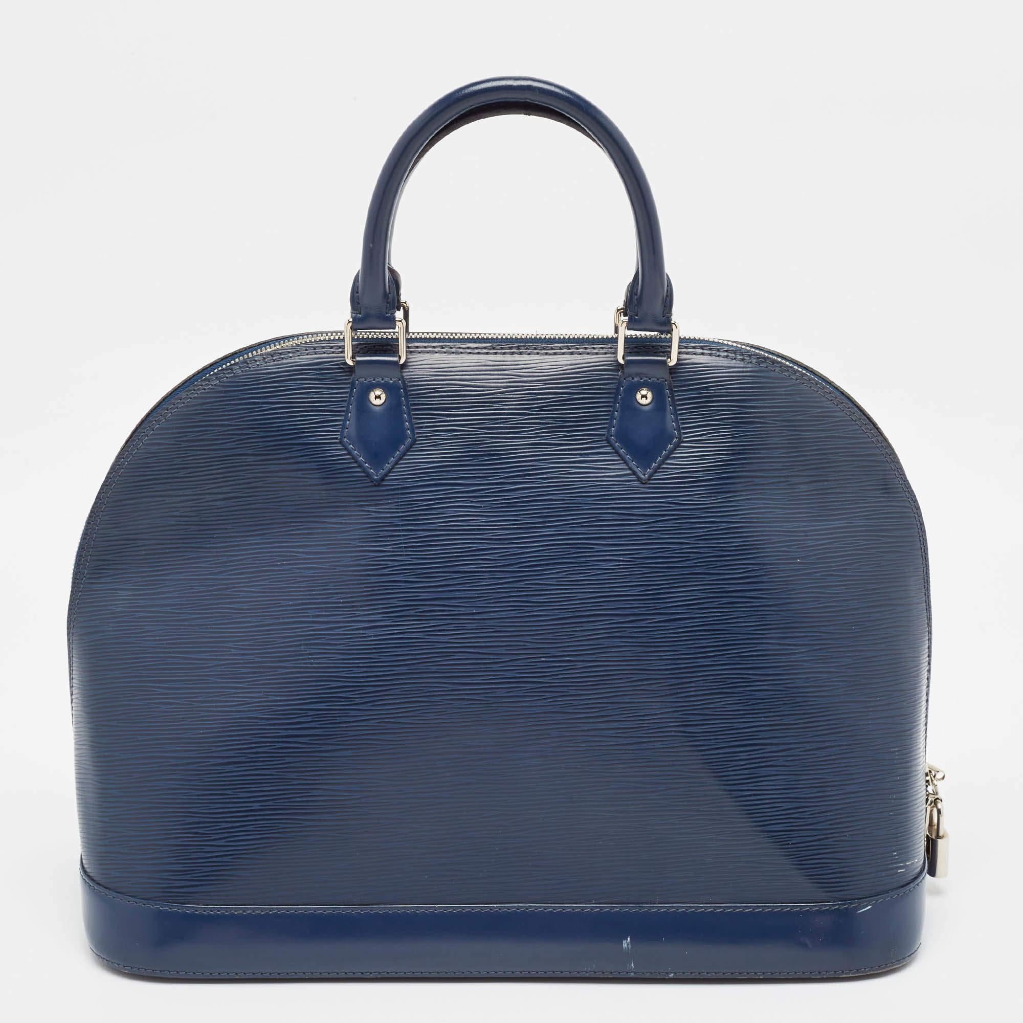 Women's Louis Vuitton Blue Marine Epi Leather Alma GM Bag For Sale