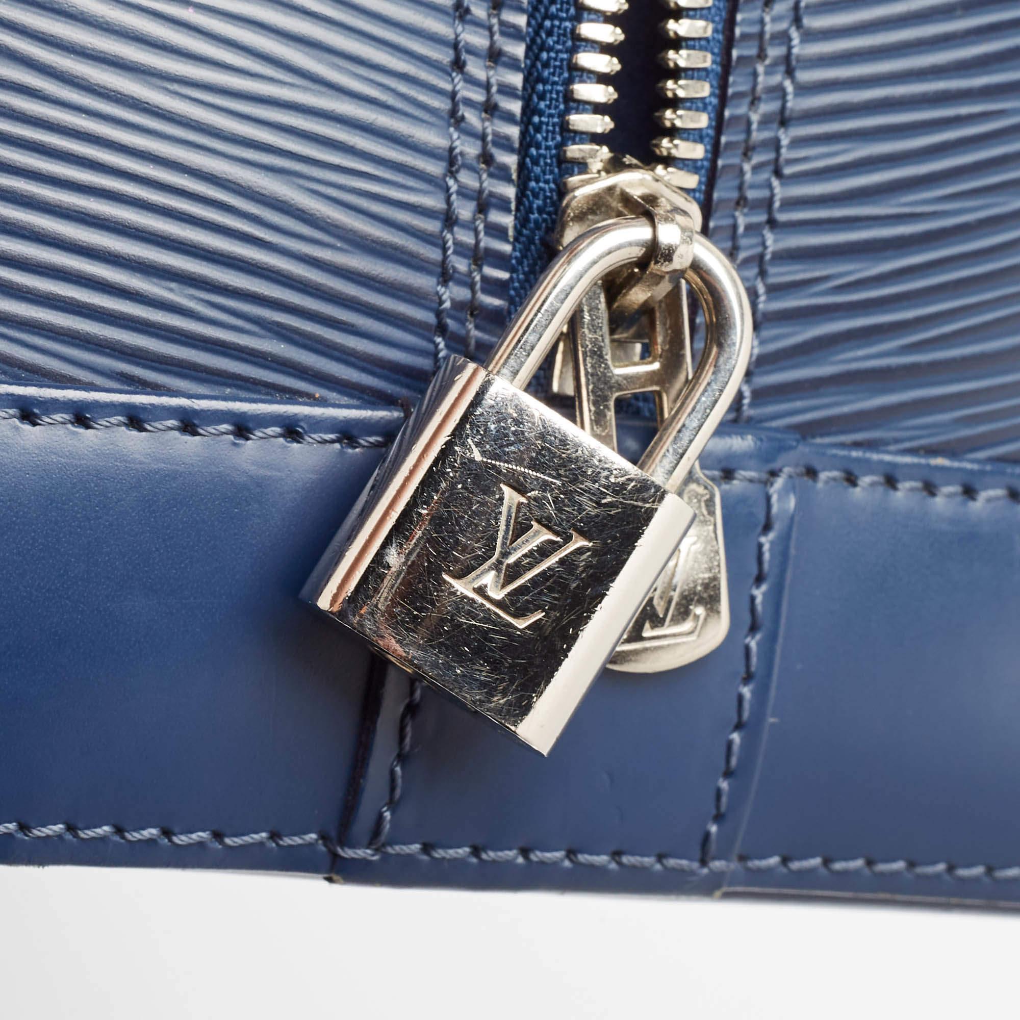 Louis Vuitton Blue Marine Epi Leather Alma GM Bag For Sale 2