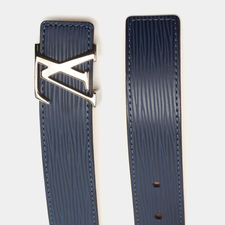 Louis Vuitton Blue Marine Epi Leather LV Initials Belt 90CM