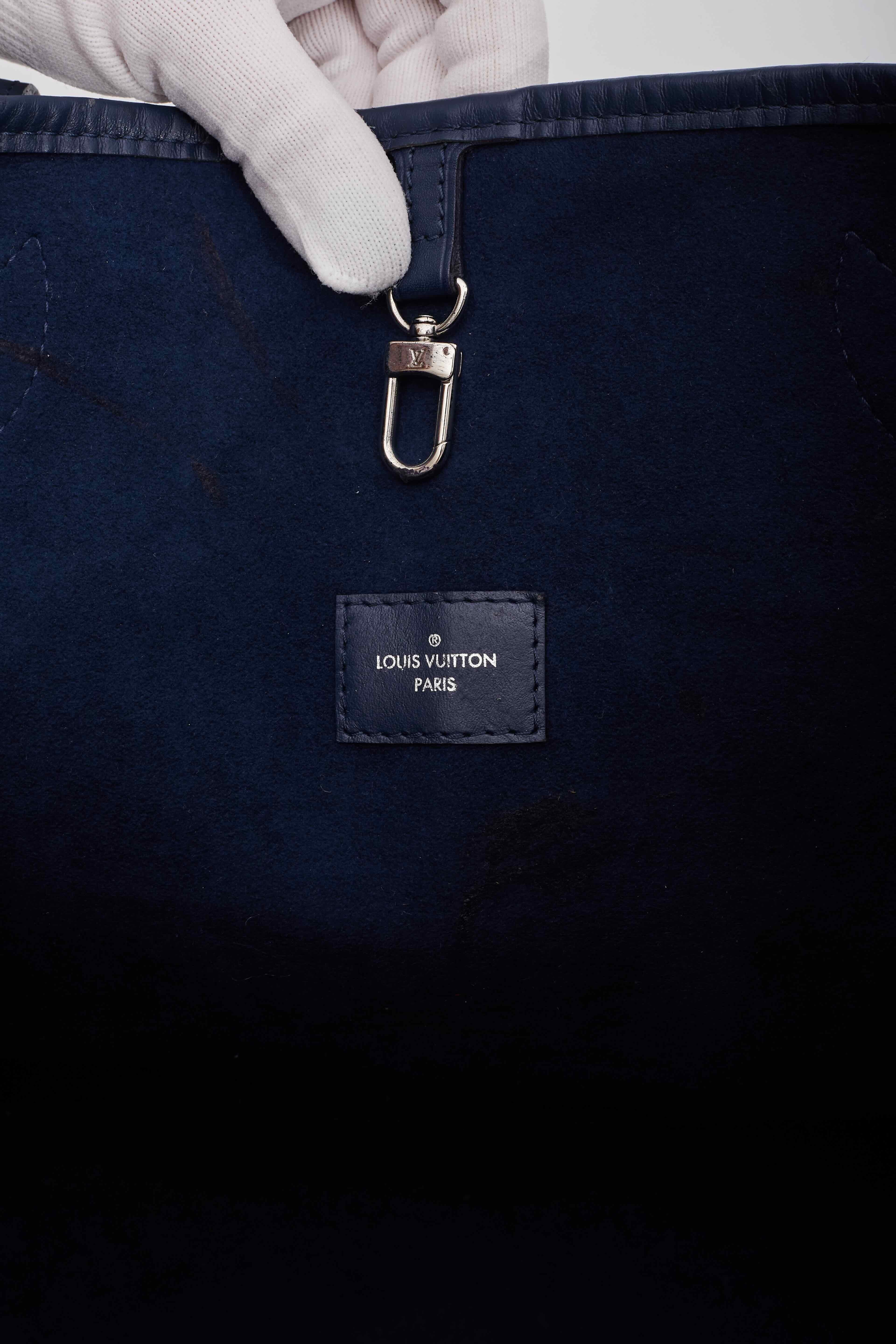 Louis Vuitton Neverfull MM Tragetasche aus blauem Marine Epi Leder Neverfull MM im Angebot 5