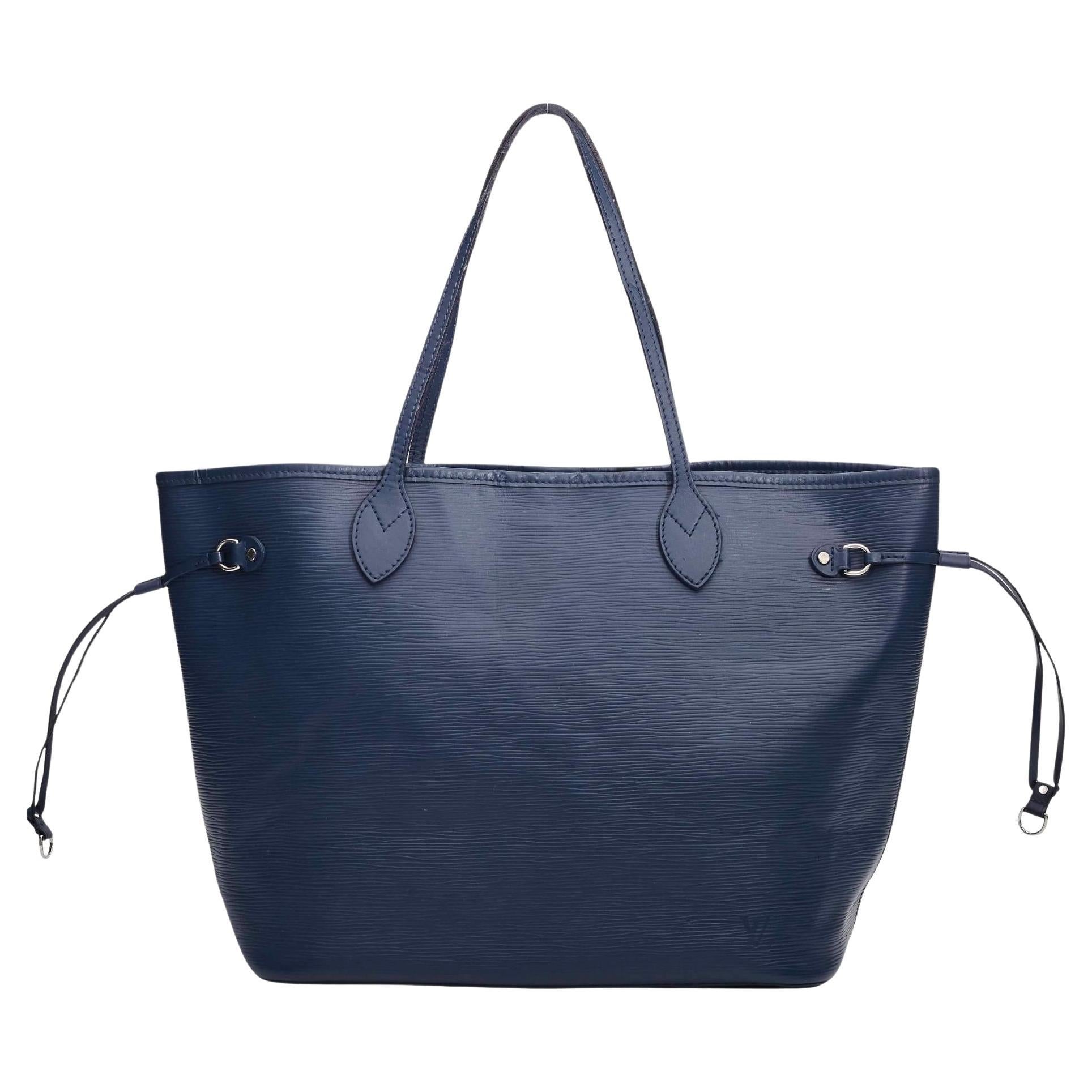 Louis Vuitton Blue Marine Epi Leather Neverfull MM Tote Bag For Sale
