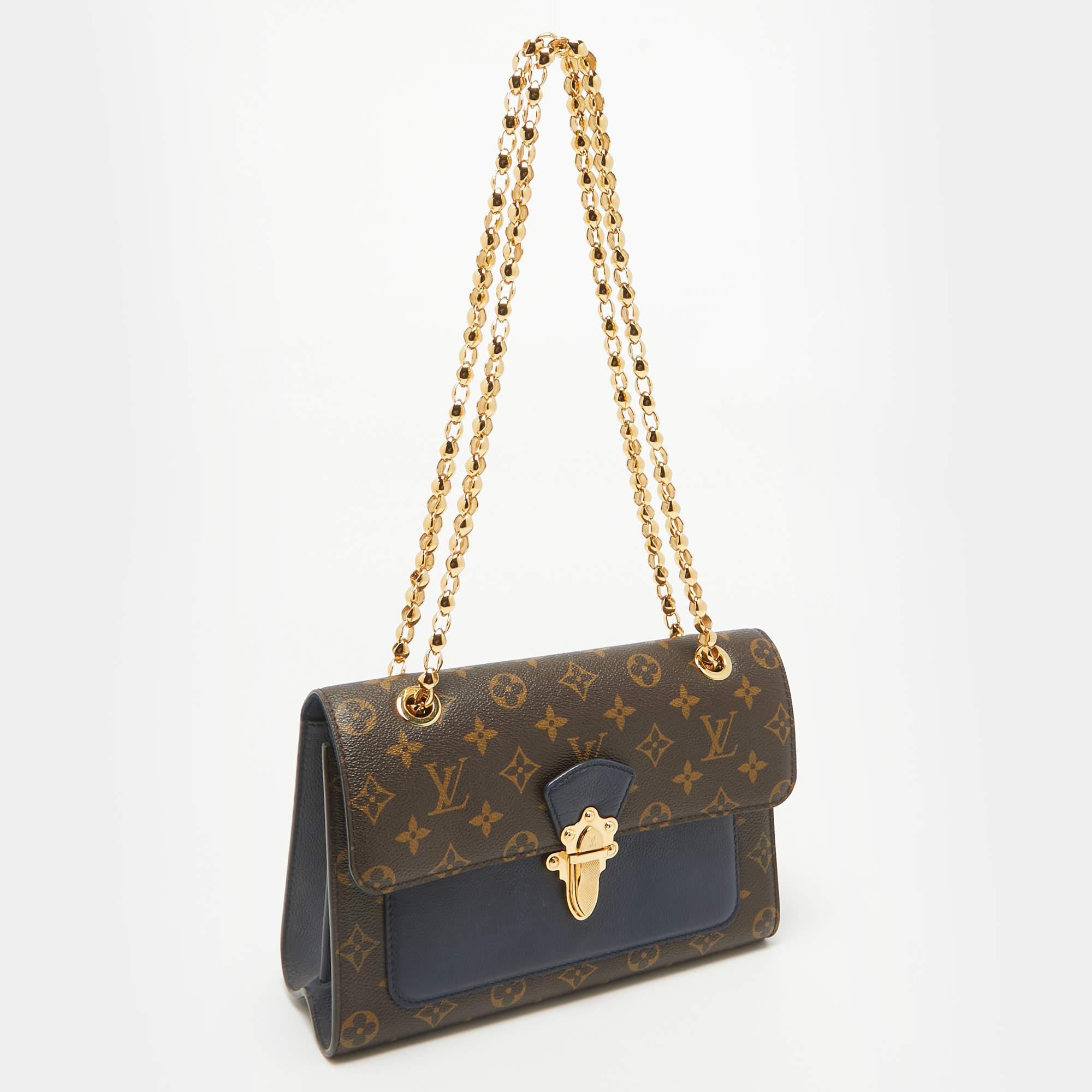 Black Louis Vuitton Blue Marine Monogram Canvas Victoire Chain Bag For Sale