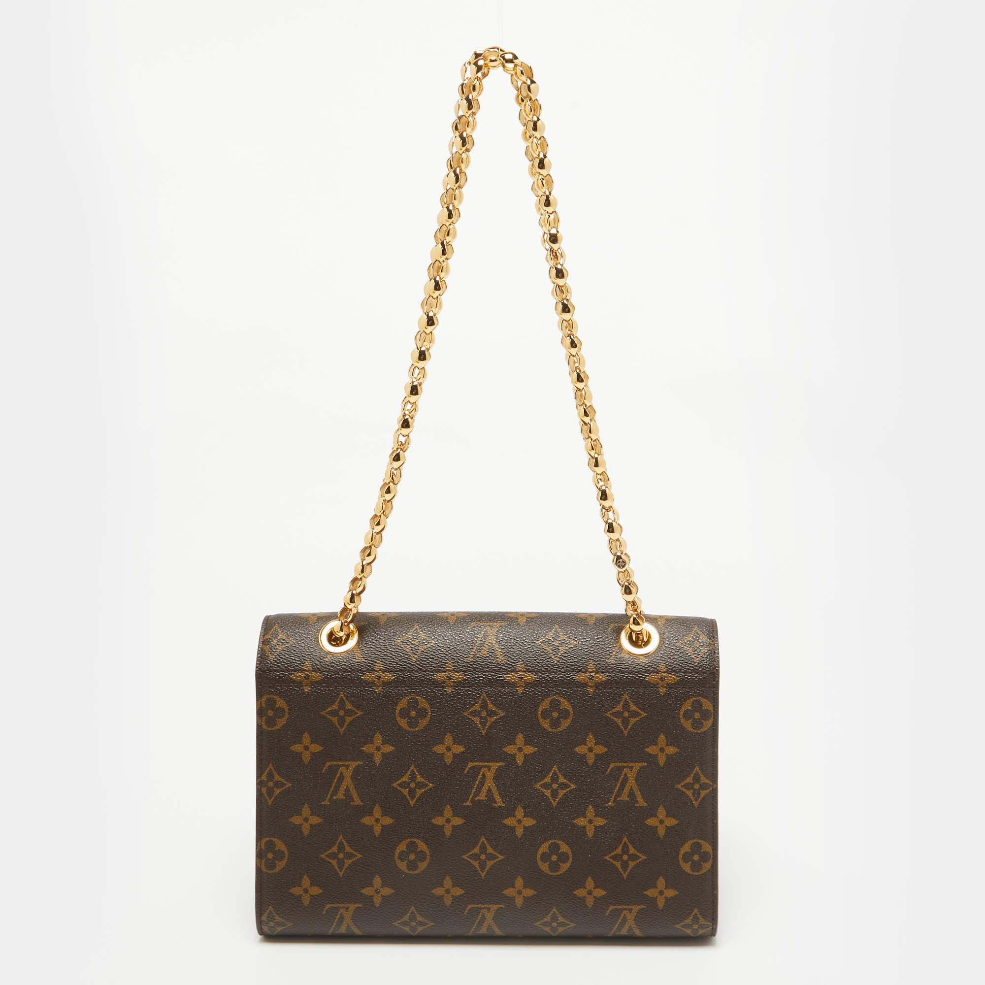 Louis Vuitton Blue Marine Monogram Canvas Victoire Chain Bag In Good Condition For Sale In Dubai, Al Qouz 2