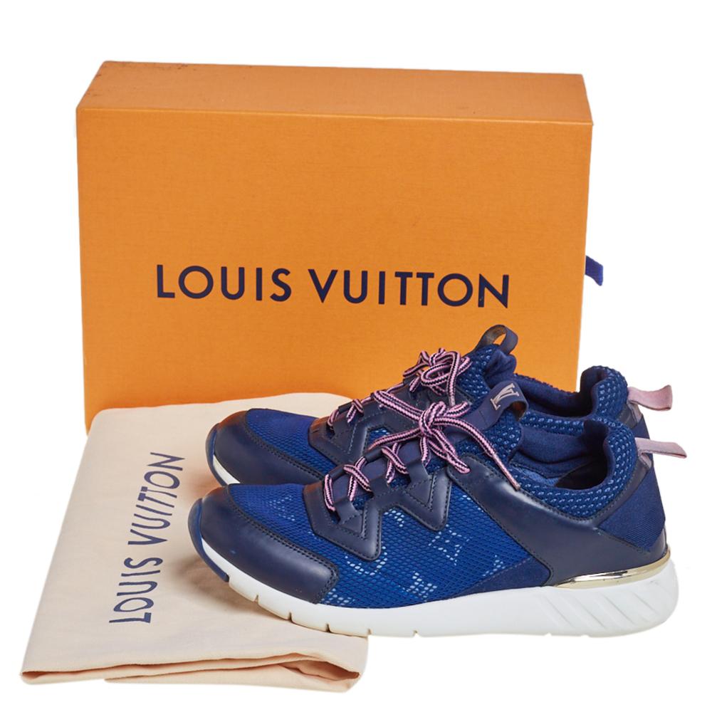 Louis Vuitton Blue Mesh And Leather Low Top Sneakers Size 36 4