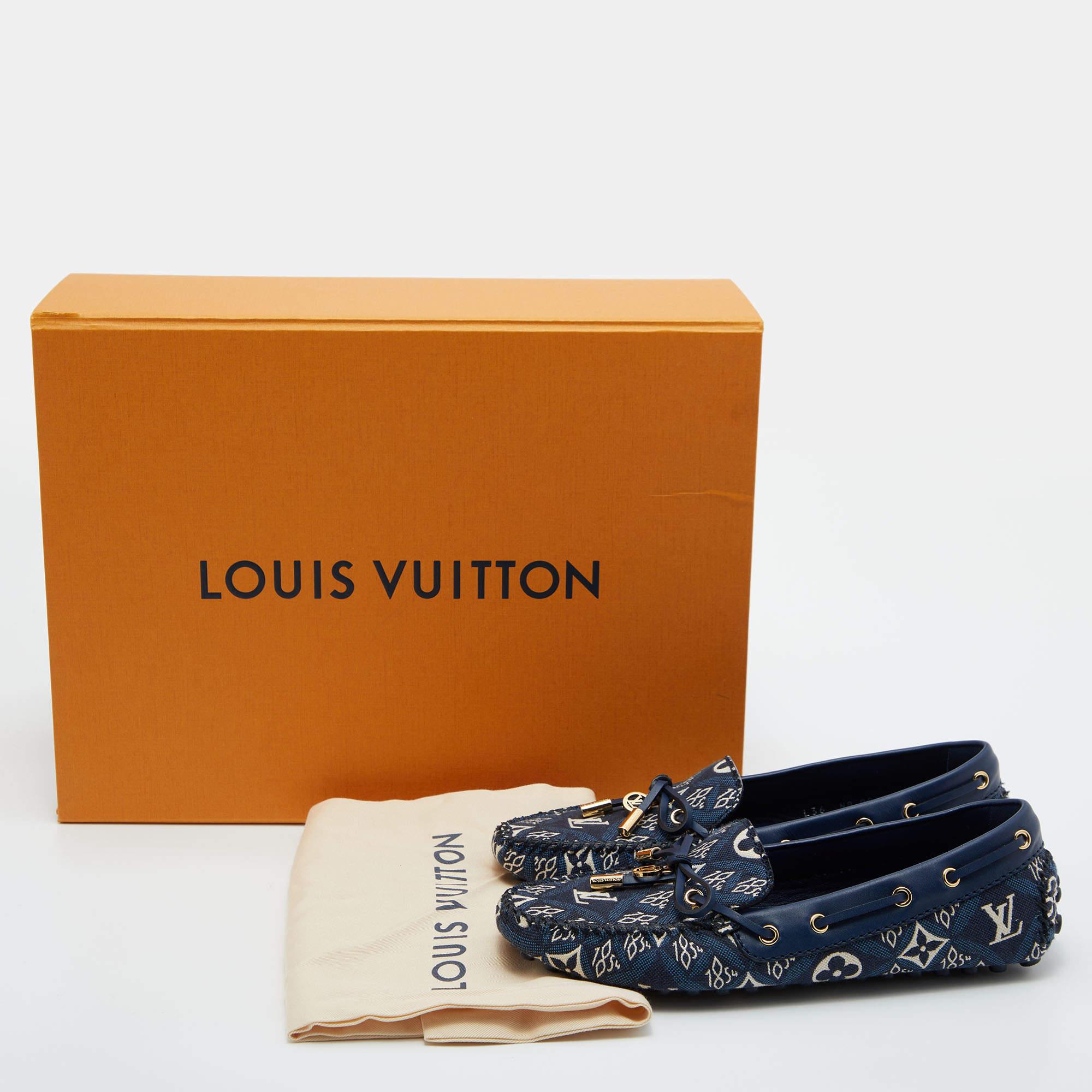 Louis Vuitton Blue Monogram Canvas and Leather 1854 Gloria Loafers Size 36 3