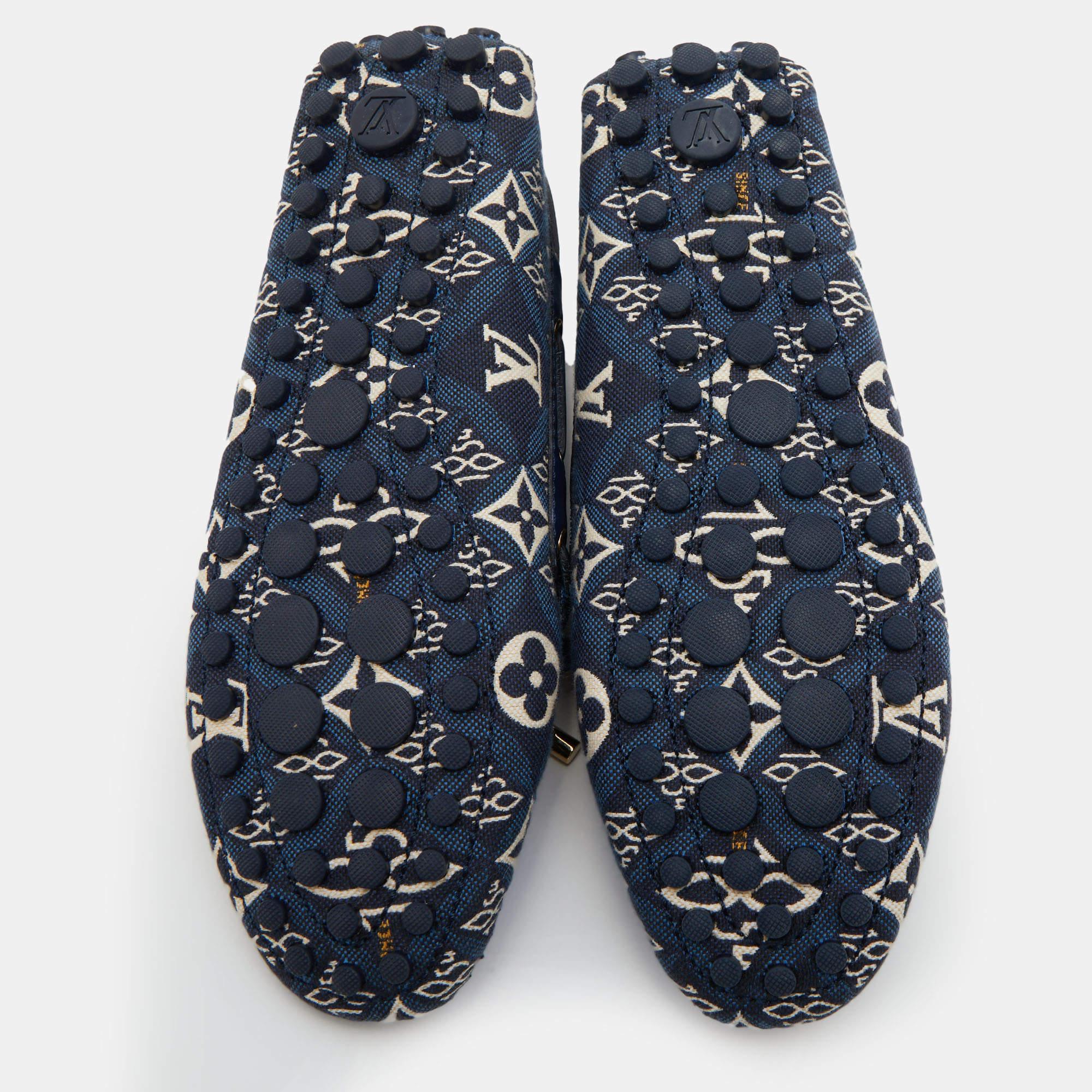 Louis Vuitton Blue Monogram Canvas and Leather 1854 Gloria Loafers Size 36 4