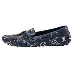 Louis Vuitton Blue Monogram Canvas and Leather 1854 Gloria Loafers Size 36