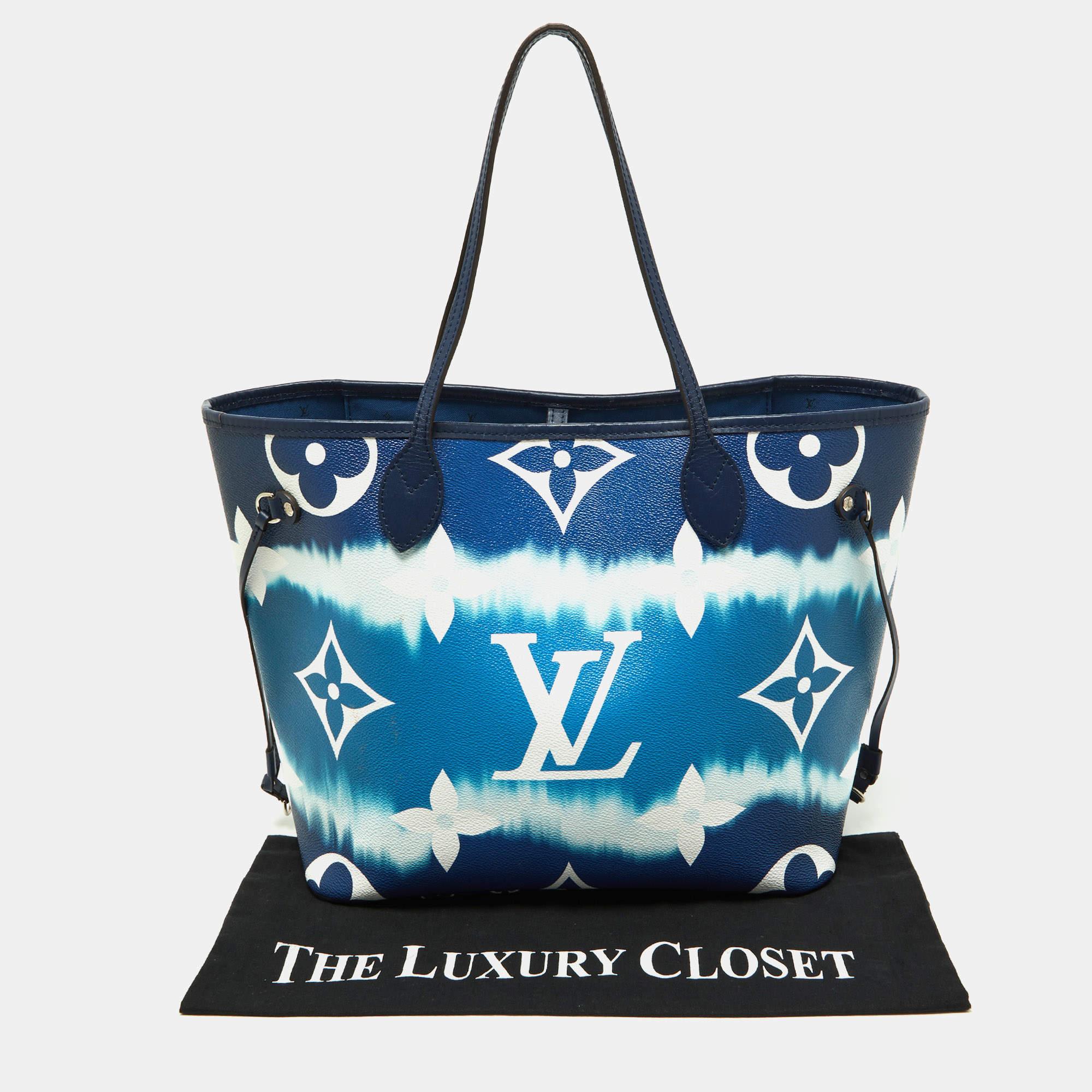 Louis Vuitton Blue Monogram Canvas Escale Neverfull MM Bag For Sale 8