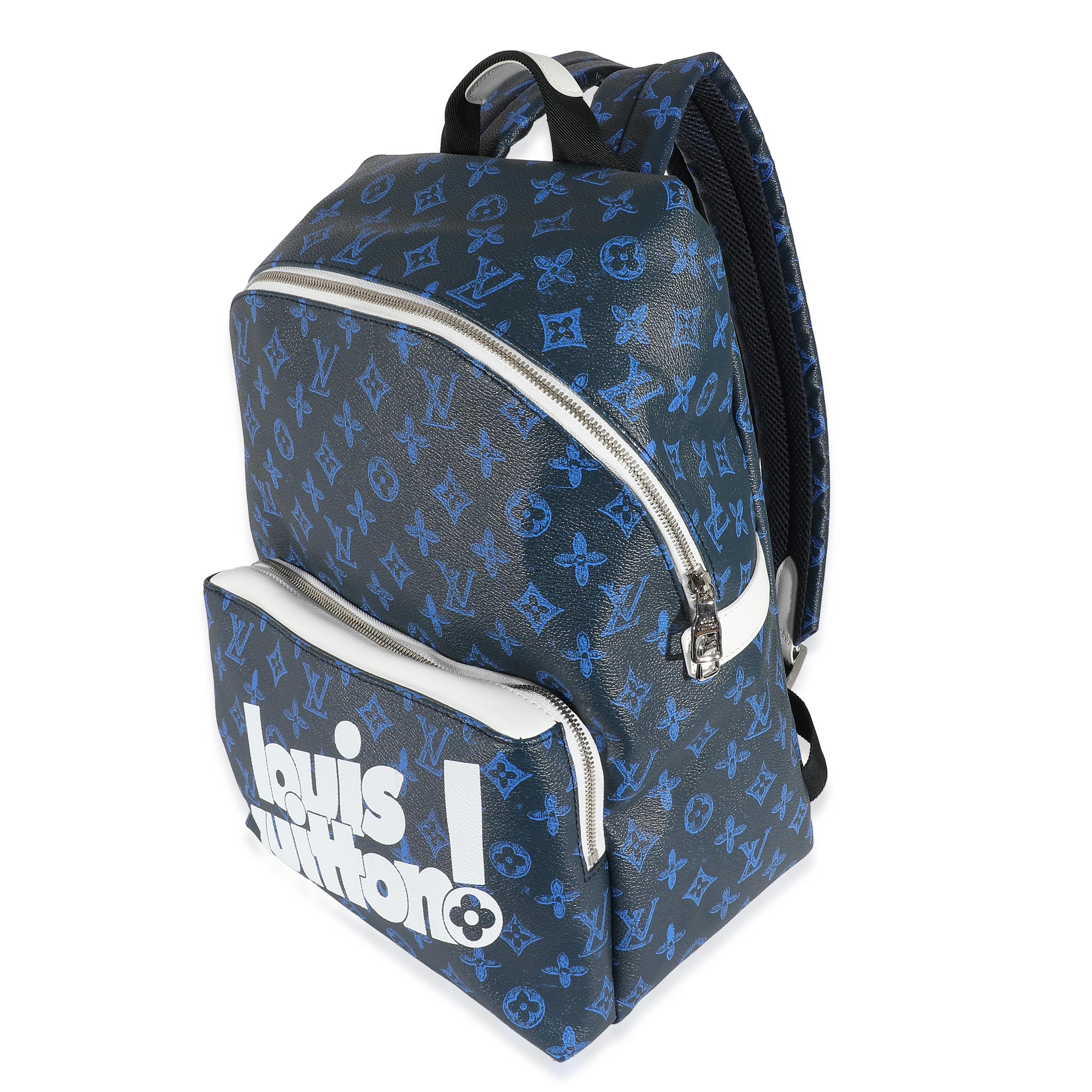 Louis Vuitton Blue Monogram Canvas Everyday Discovery Backpack In Excellent Condition For Sale In New York, NY