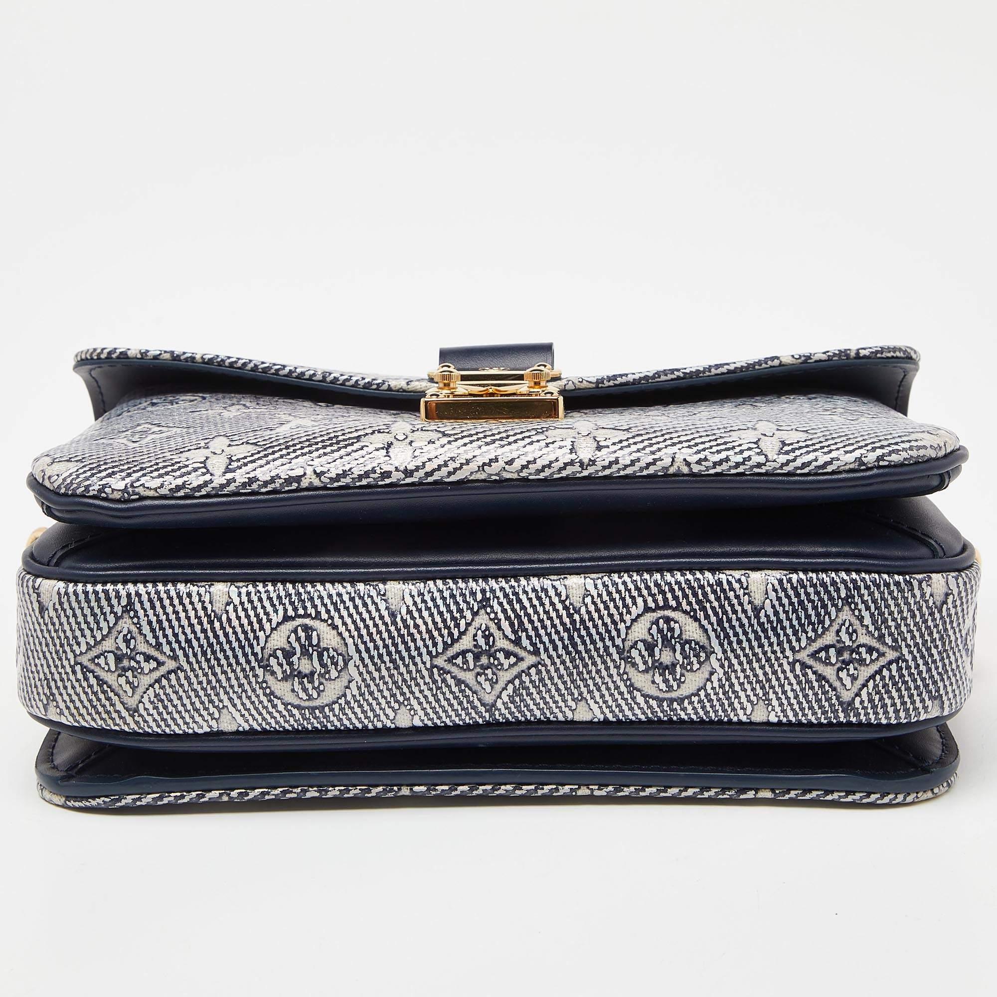 Louis Vuitton Blue Monogram Canvas Pochette Metis East West Bag For Sale 5