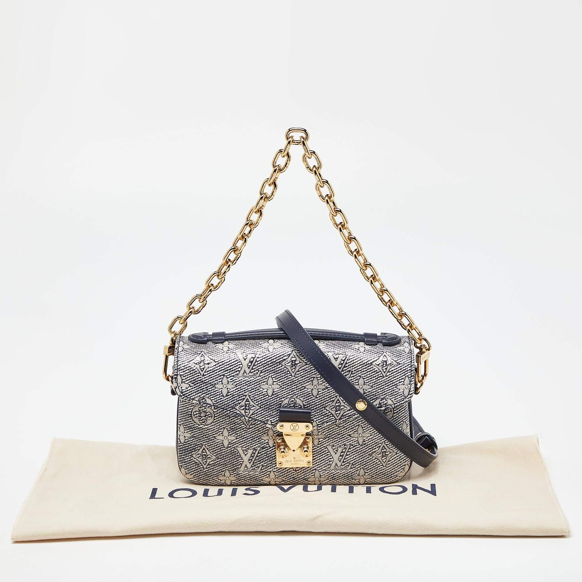 Louis Vuitton Blue Monogram Canvas Pochette Metis East West Bag For Sale 7