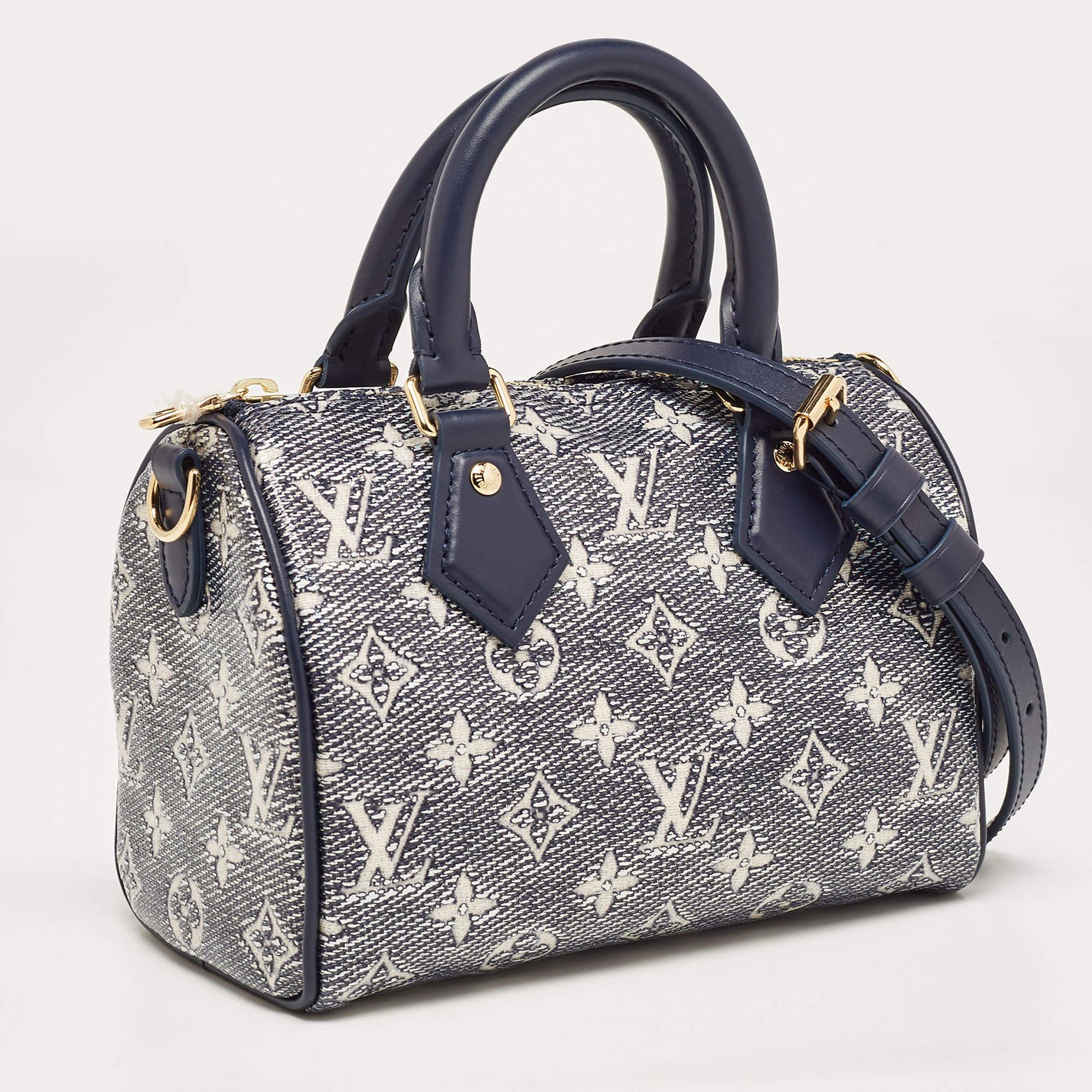 Women's Louis Vuitton Blue Monogram Canvas Speedy Bandouliere 20 Bag For Sale