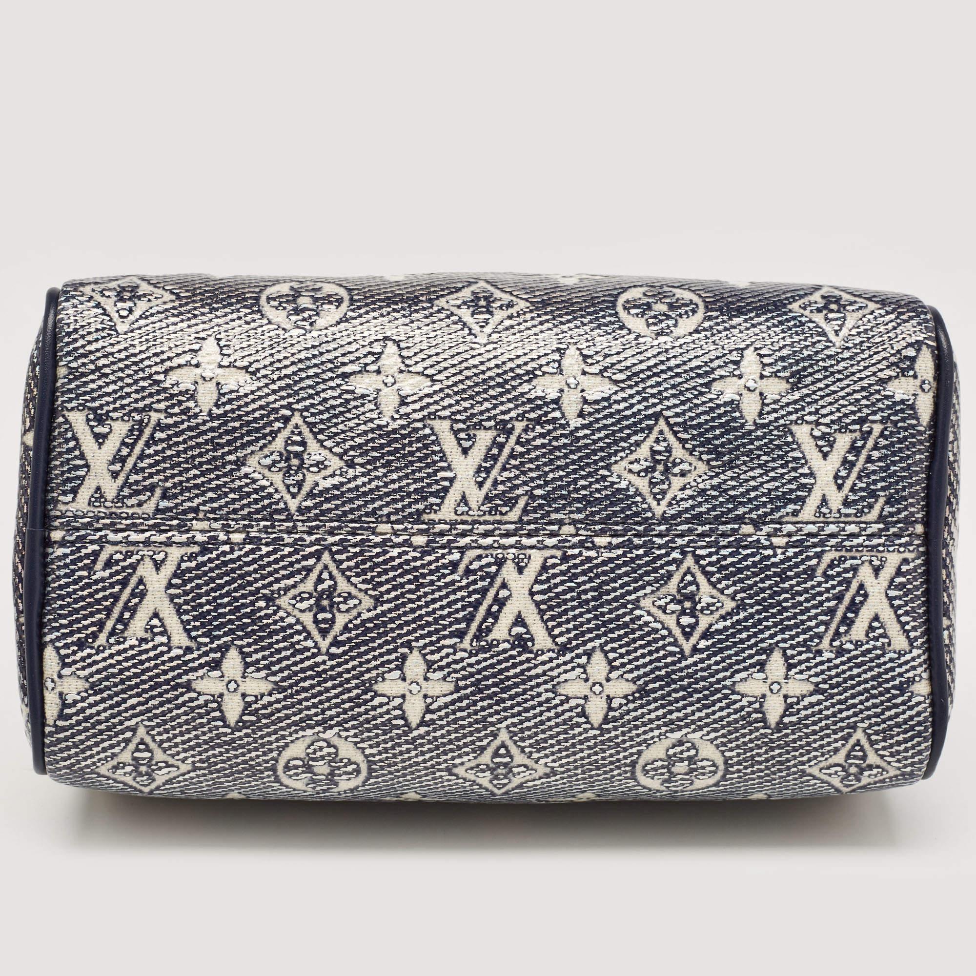 Louis Vuitton Blue Monogram Canvas Speedy Bandouliere 20 Bag For Sale 2