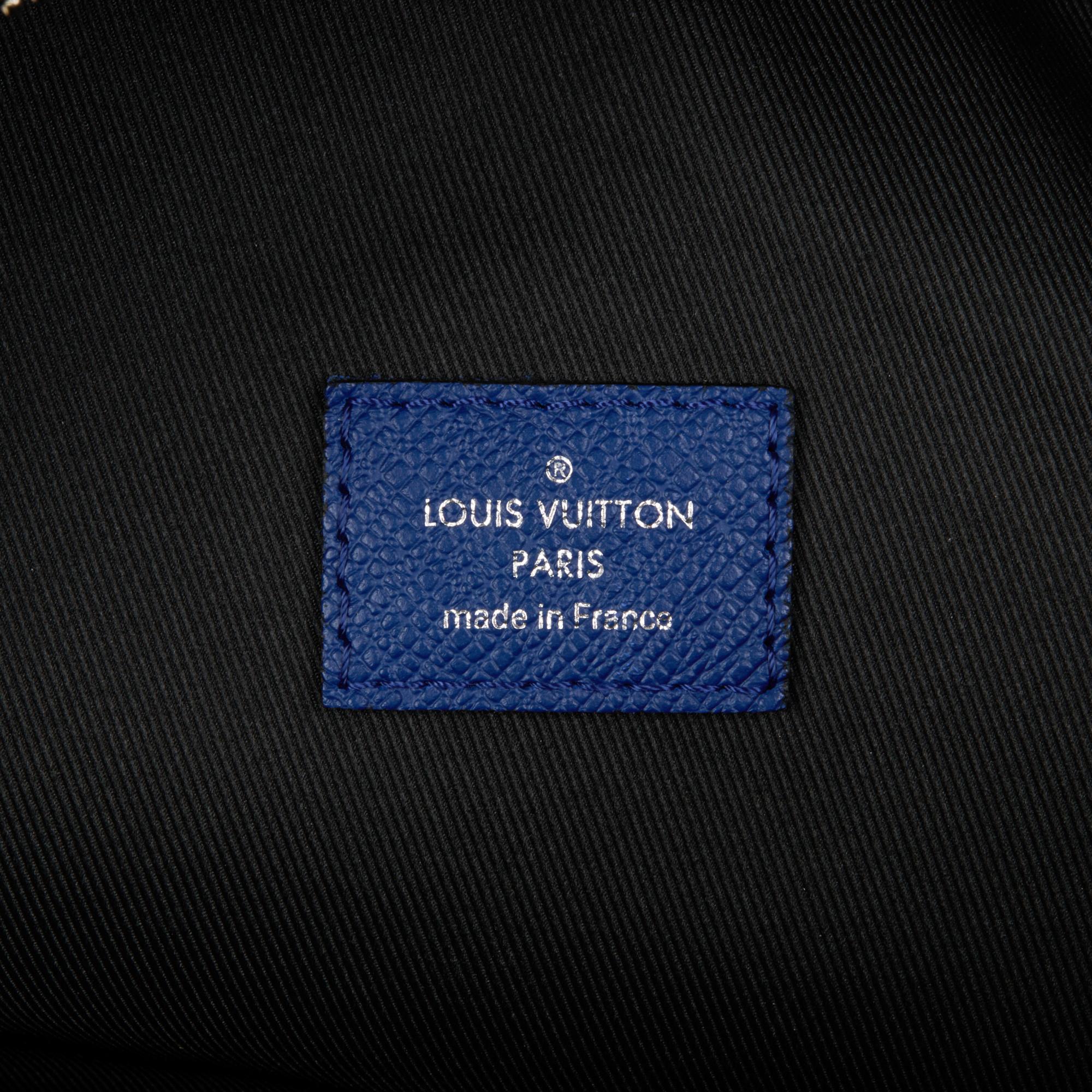 LOUIS VUITTON Blue Monogram Coated Canvas & Taiga Leather Discovery Backpack PM 3
