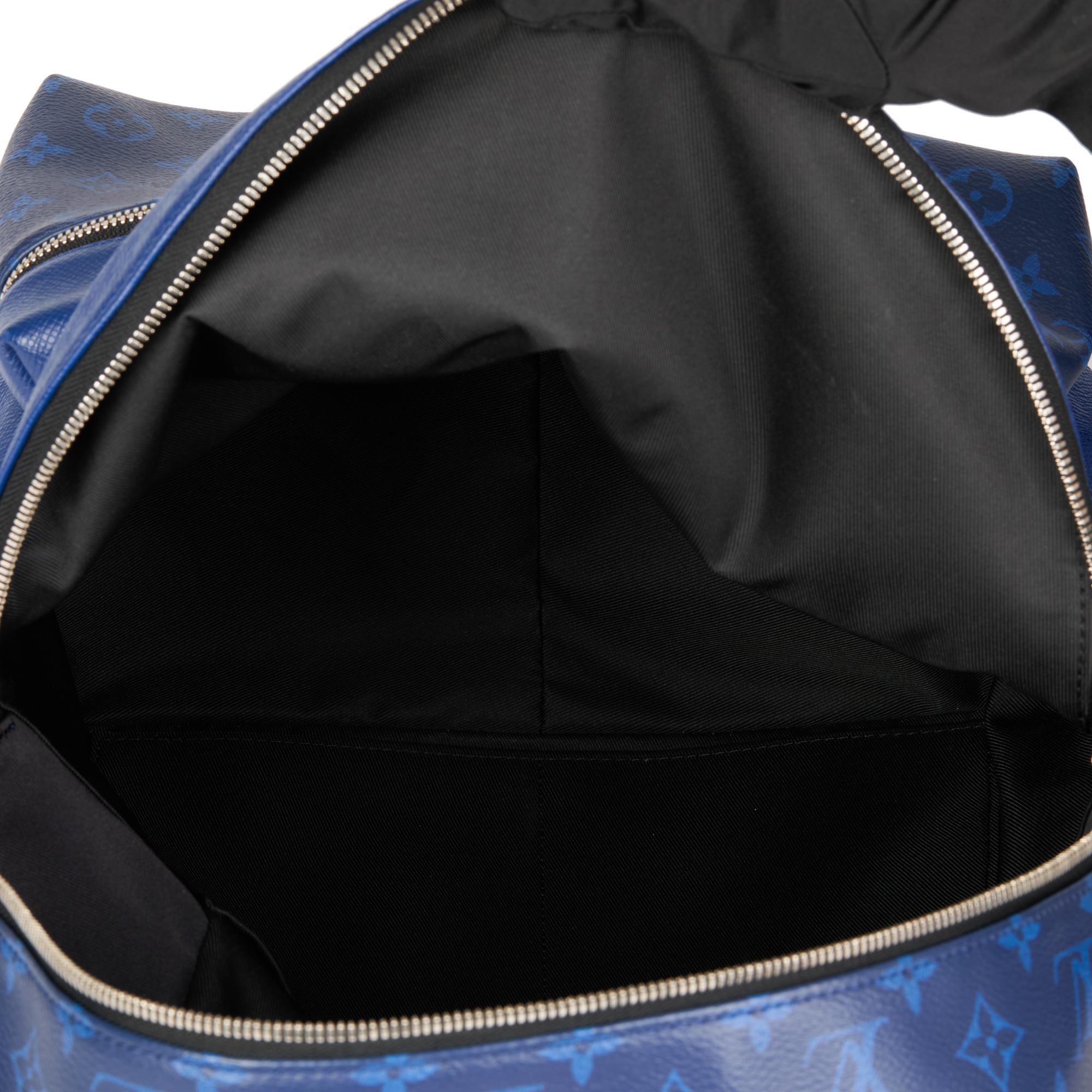 LOUIS VUITTON Blue Monogram Coated Canvas & Taiga Leather Discovery Backpack PM 2