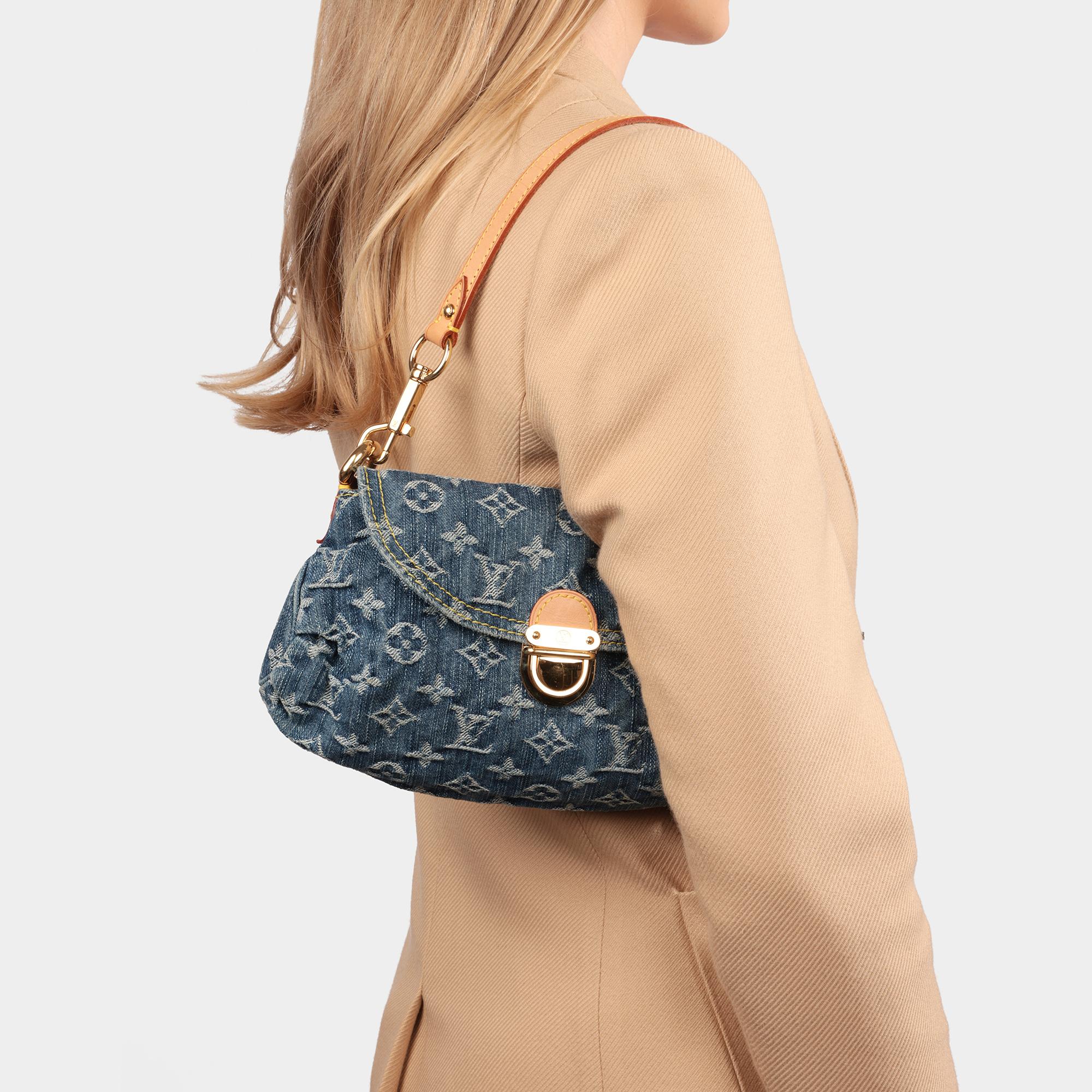 Louis Vuitton Blue Monogram Denim and Vachetta Leather Mini Pleaty 9