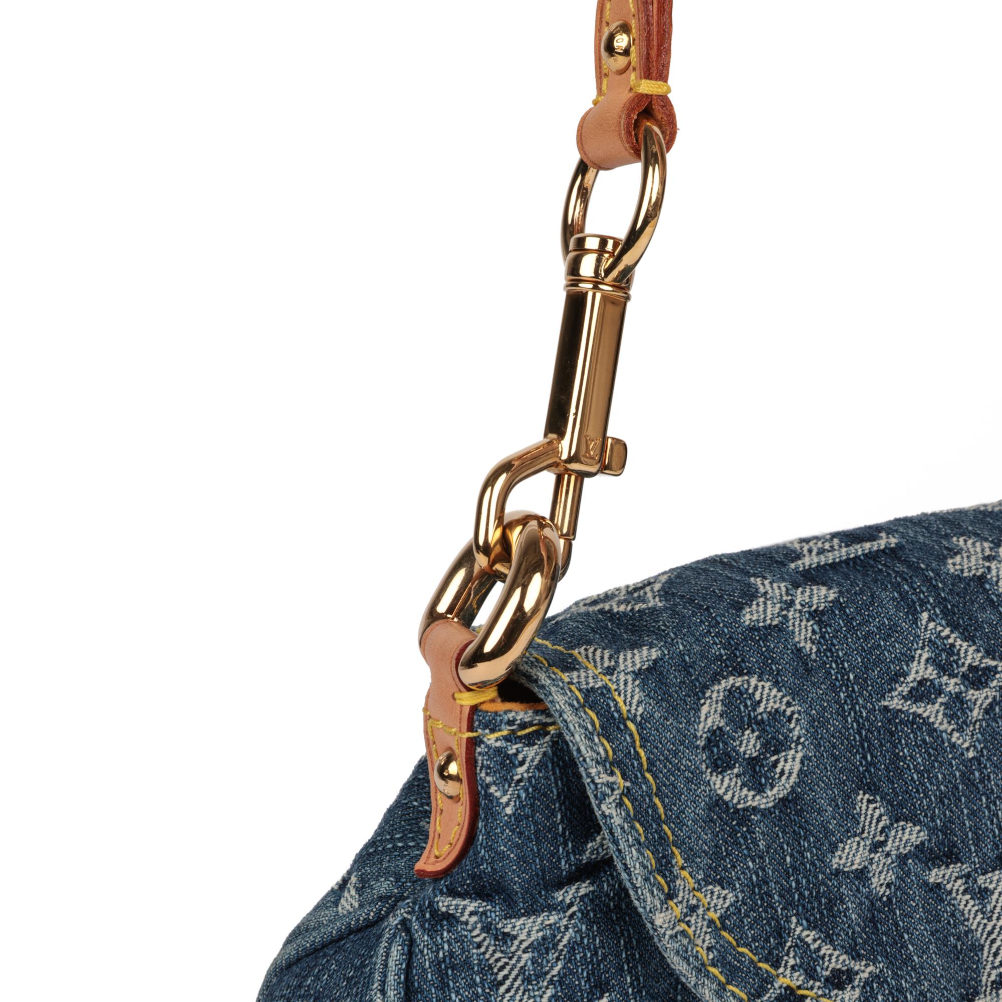 Louis Vuitton Blue Monogram Denim and Vachetta Leather Mini Pleaty 4